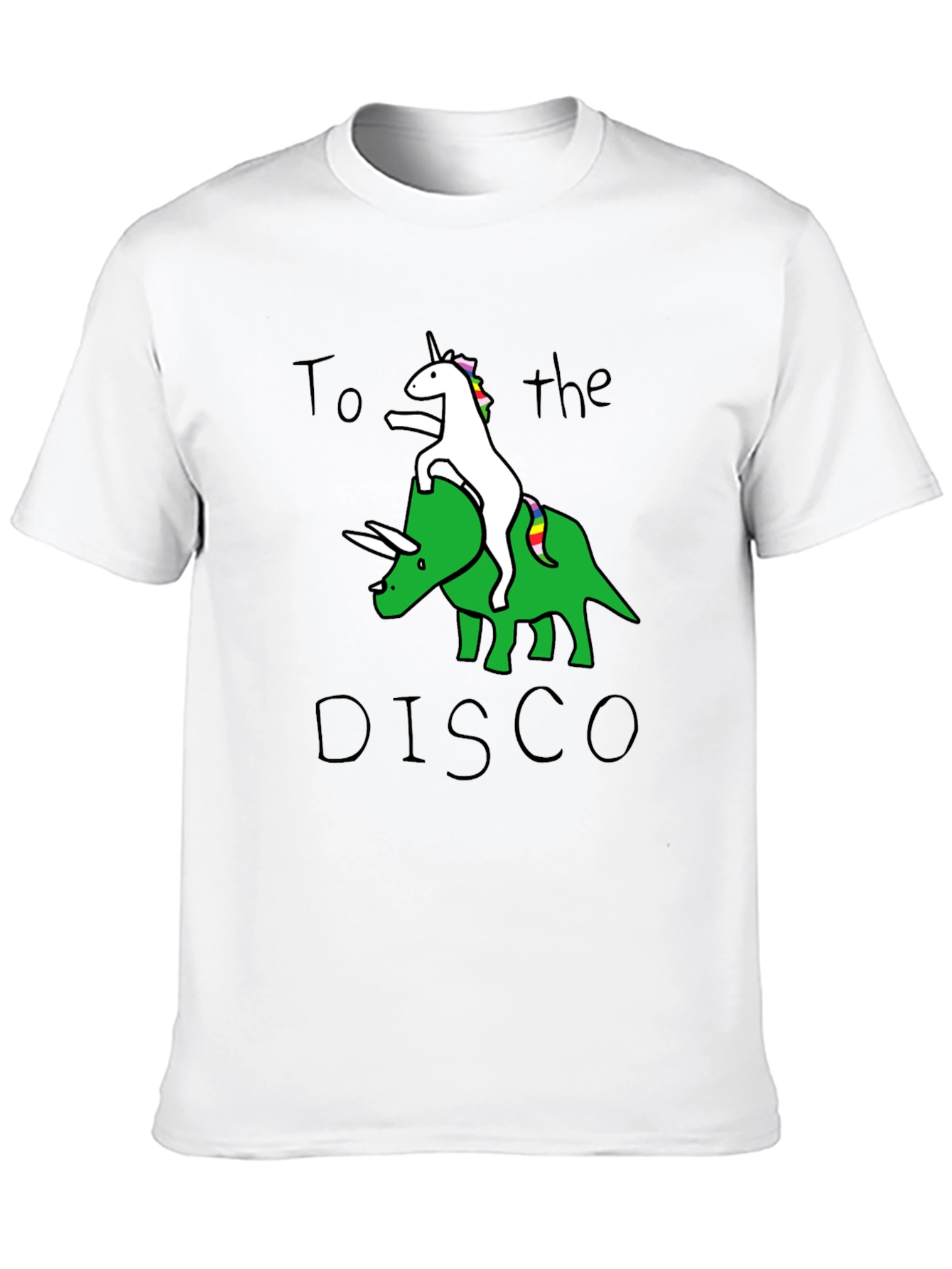 Black Unicorn Riding Dinosaur To the Disco T-Shirt view 10