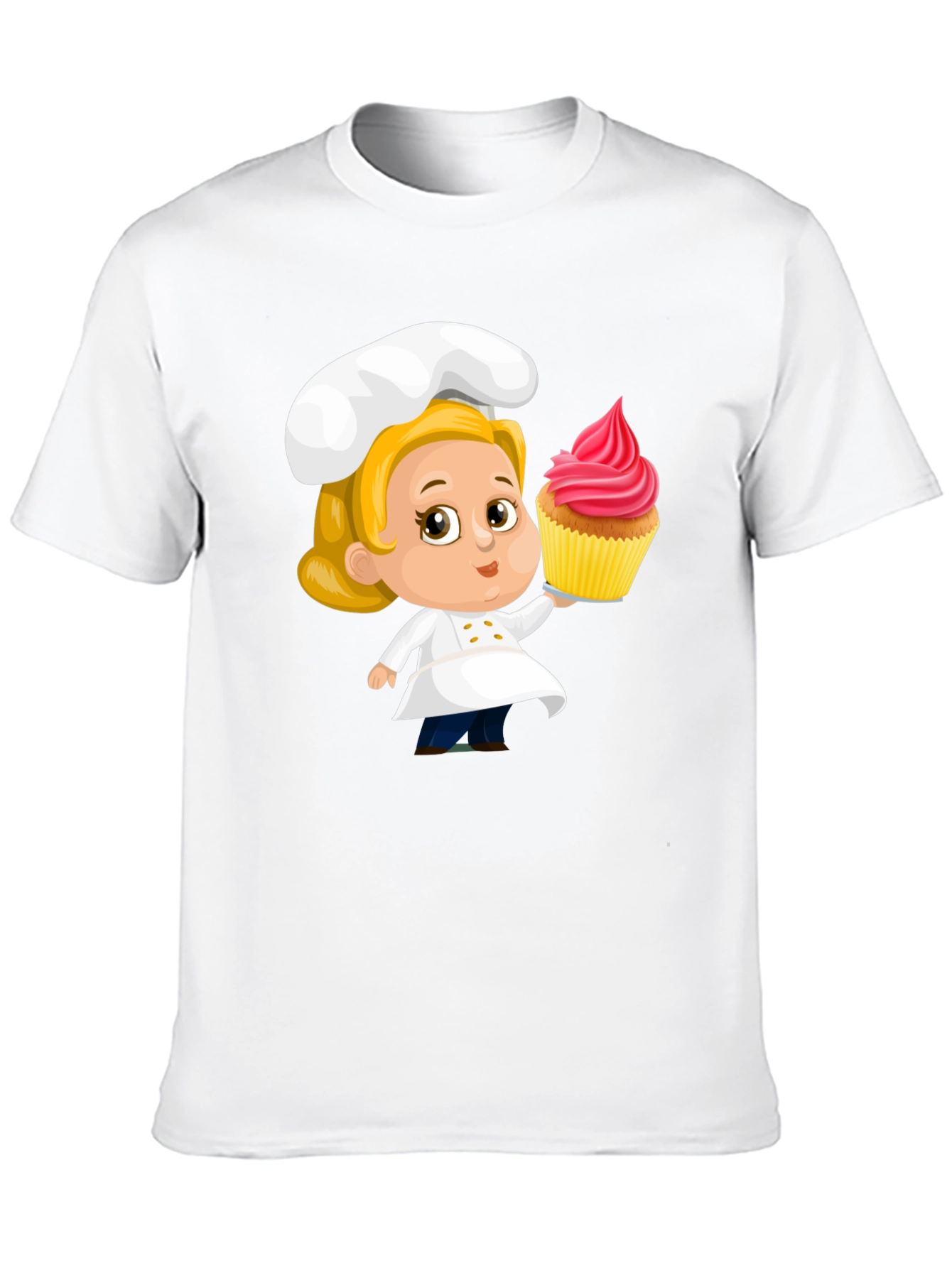 Black Chef Cupcake Cartoon T-Shirt - Cute & Fun Design view 10