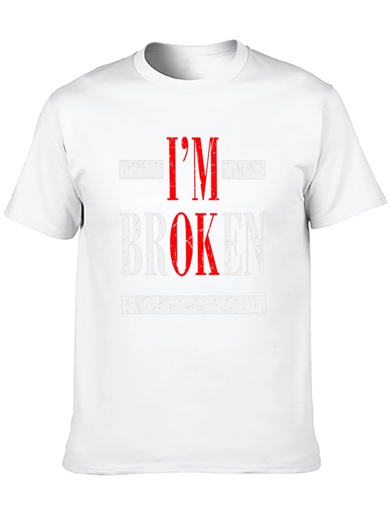 Black I'm Broken Graphic Tee - Distressed Design, Casual Wear view 10