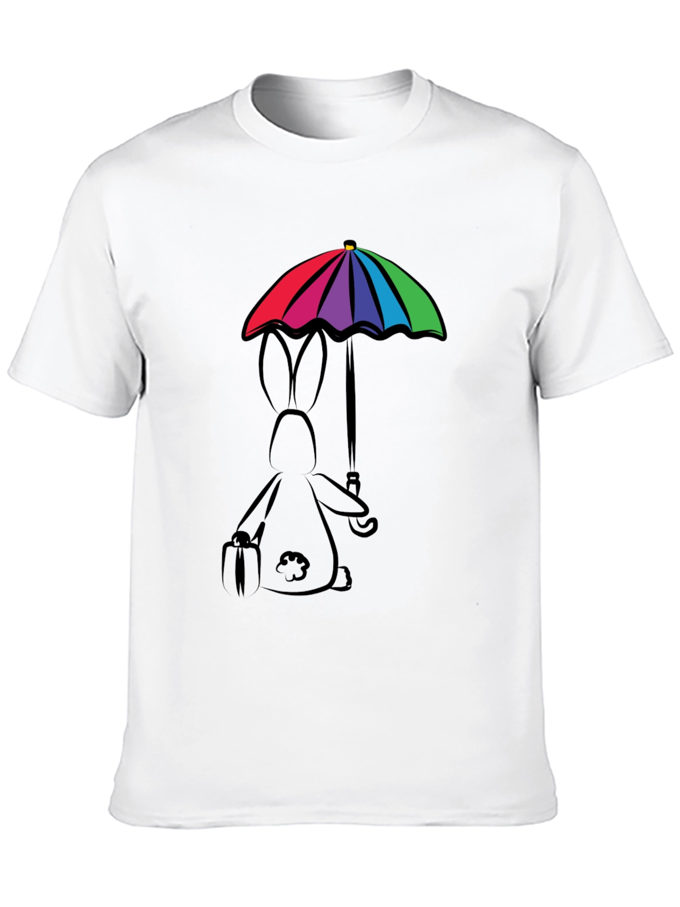 Black Rainbow Umbrella Bunny T-Shirt view 10