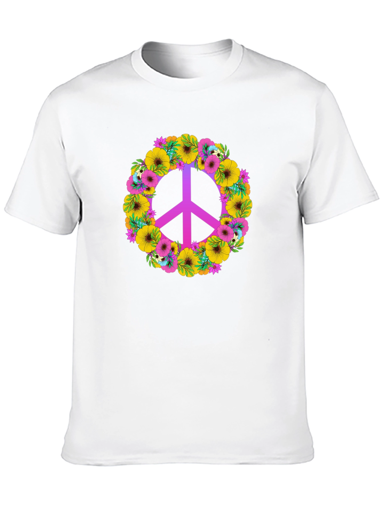 Black Floral Peace Sign Graphic Tee - Black Cotton Blend view 10