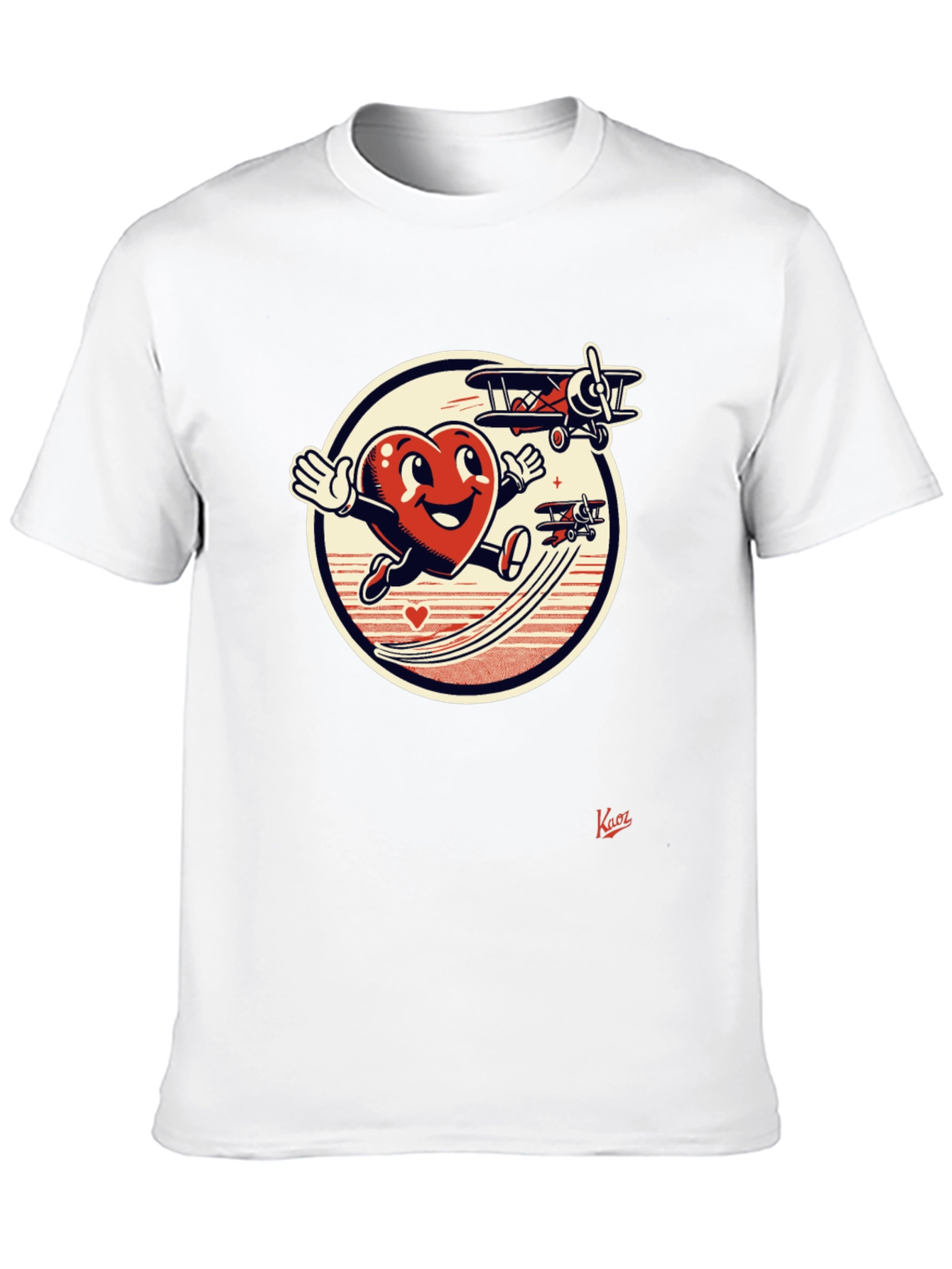 Black Cartoon Heart Airplane T-Shirt view 10