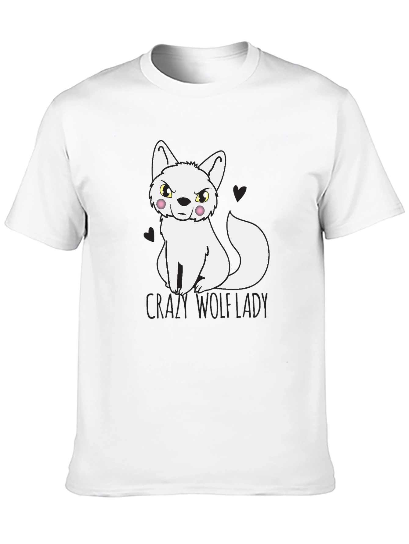Black Crazy Wolf Lady T-Shirt - Novelty Tee view 10