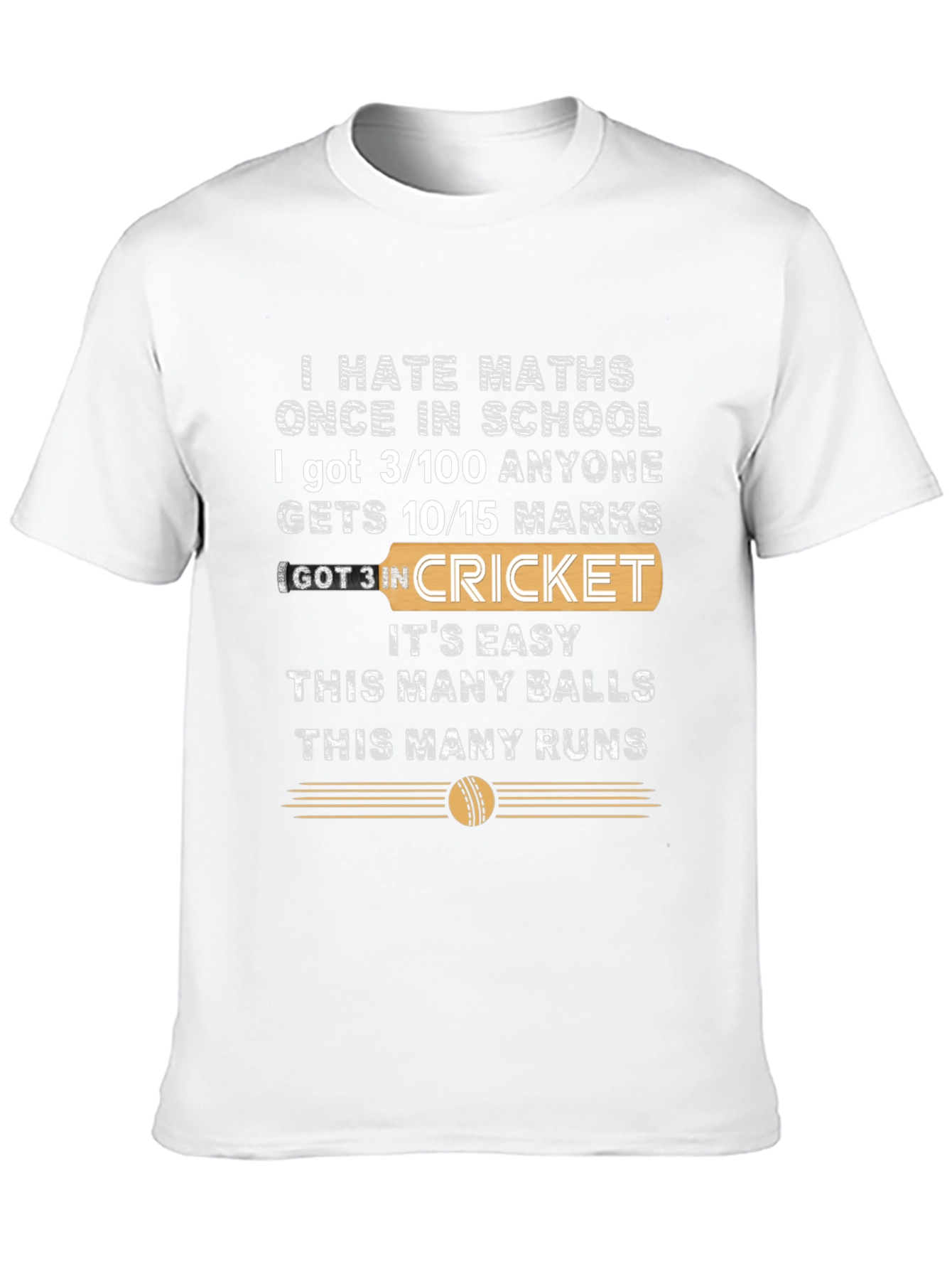 Black I Hate Maths Cricket T-Shirt view 10