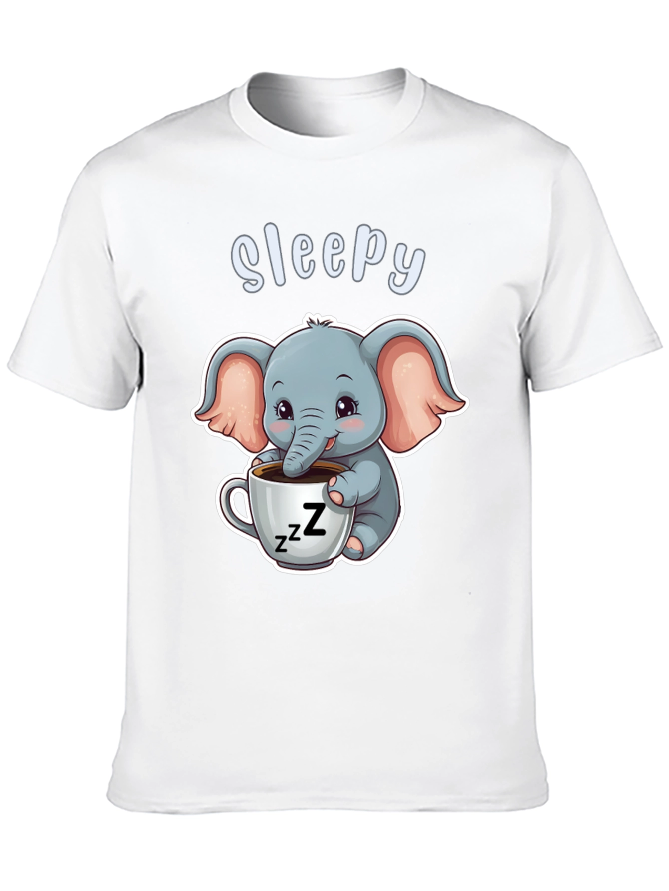 Black Sleepy Elephant Graphic Tee - Cute Cartoon Shirt view 10