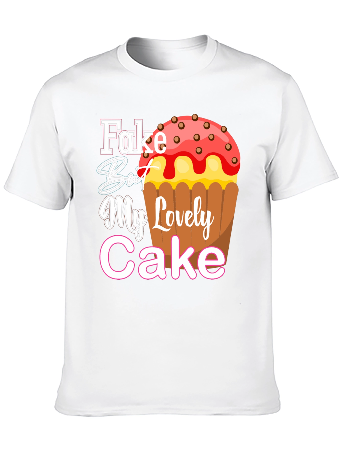 Black Fake But My Lovely Cake Black Graphic Tee view 10