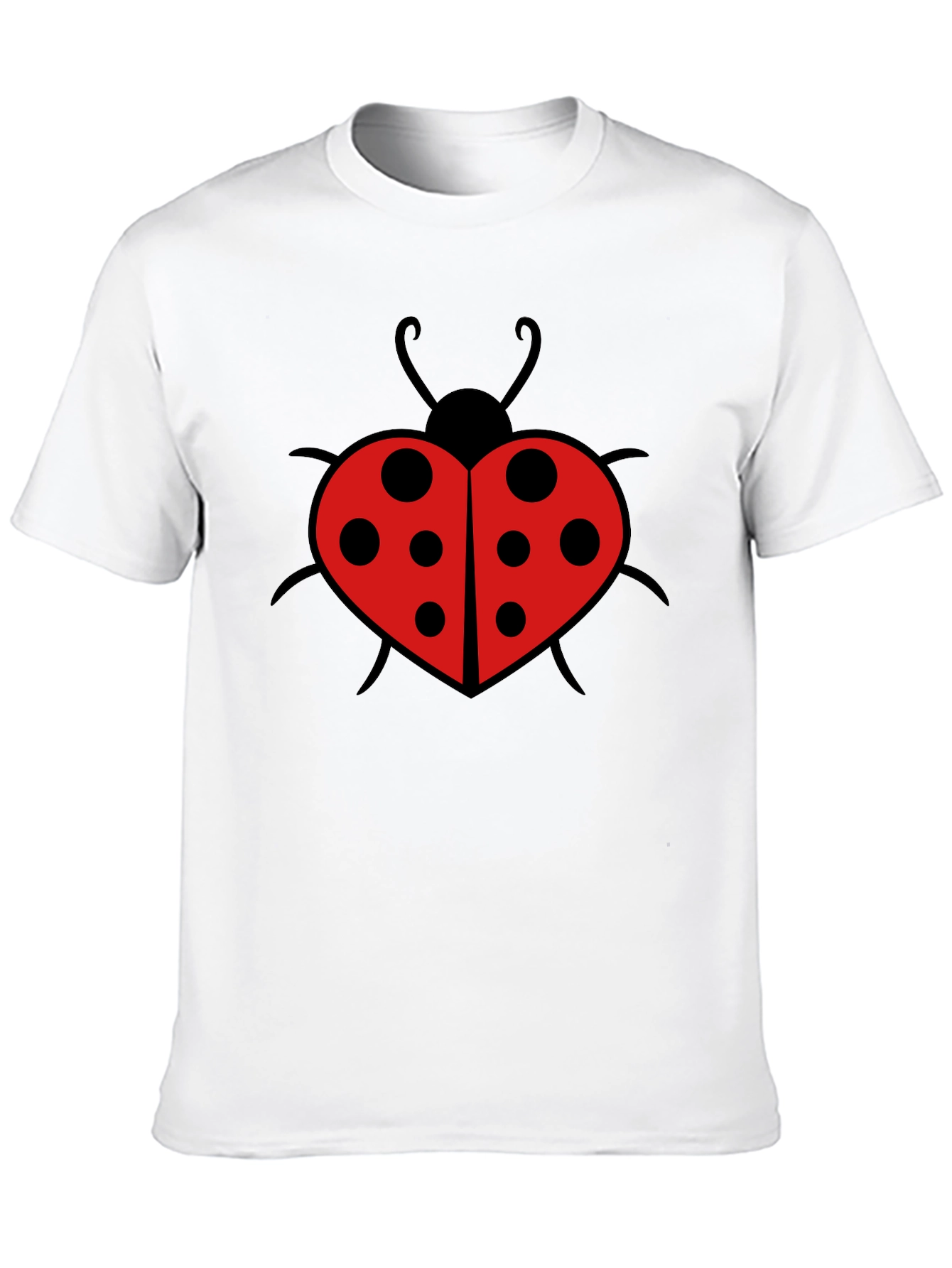 Black Ladybug Heart Graphic Tee - Black Cotton T-Shirt view 10