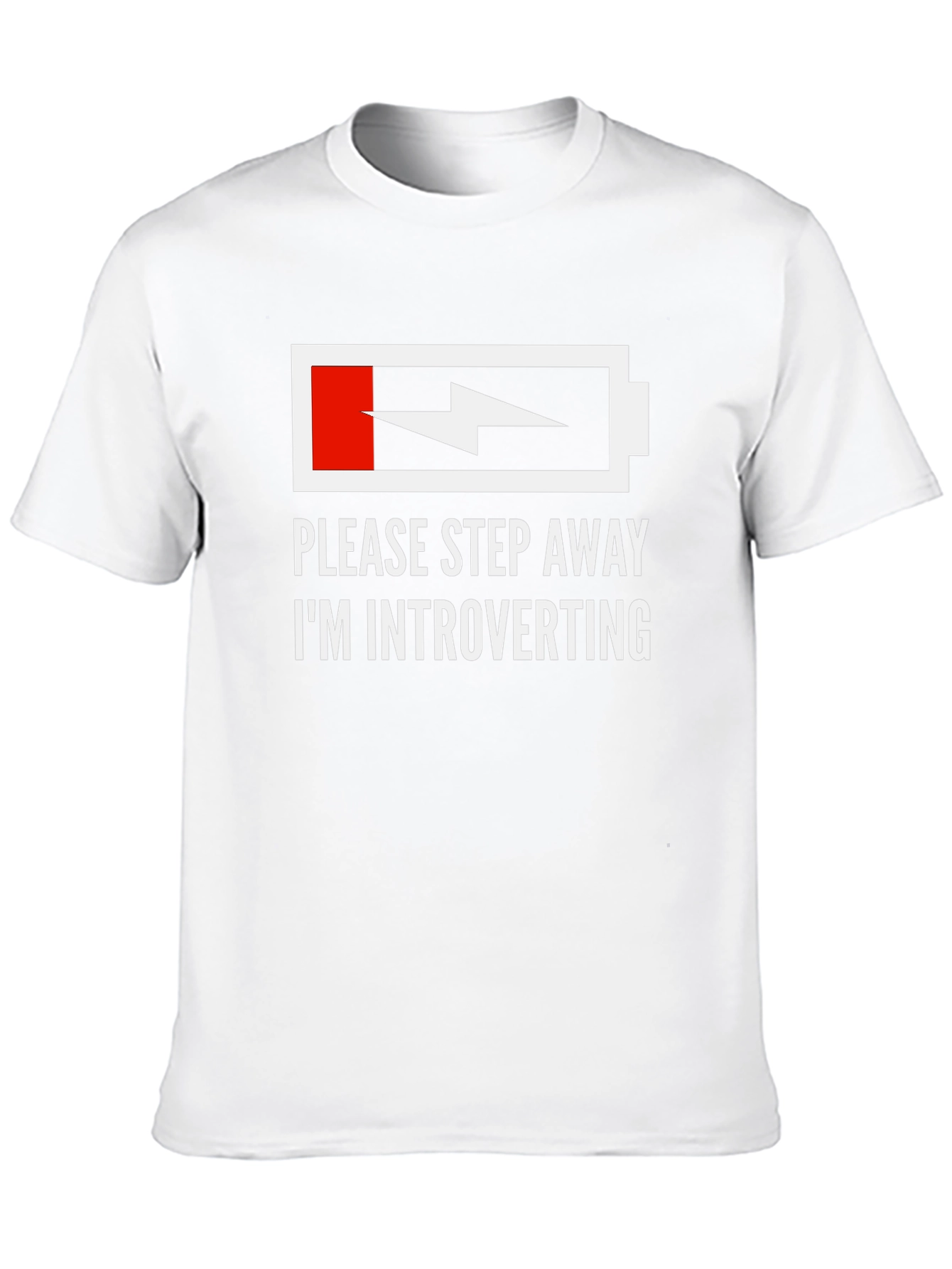 Black Introvert Humor T-Shirt - Low Battery Graphic Tee view 10