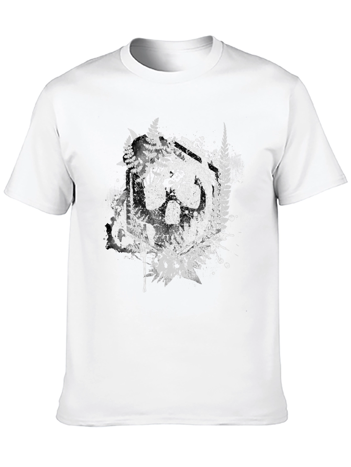 Black Nature Wolf Paw Print Graphic Tee - Black view 10