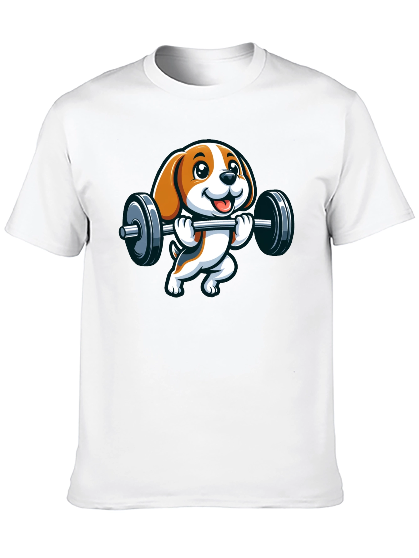 Black Cute Dog Lifting Weights Graphic T-Shirt view 10