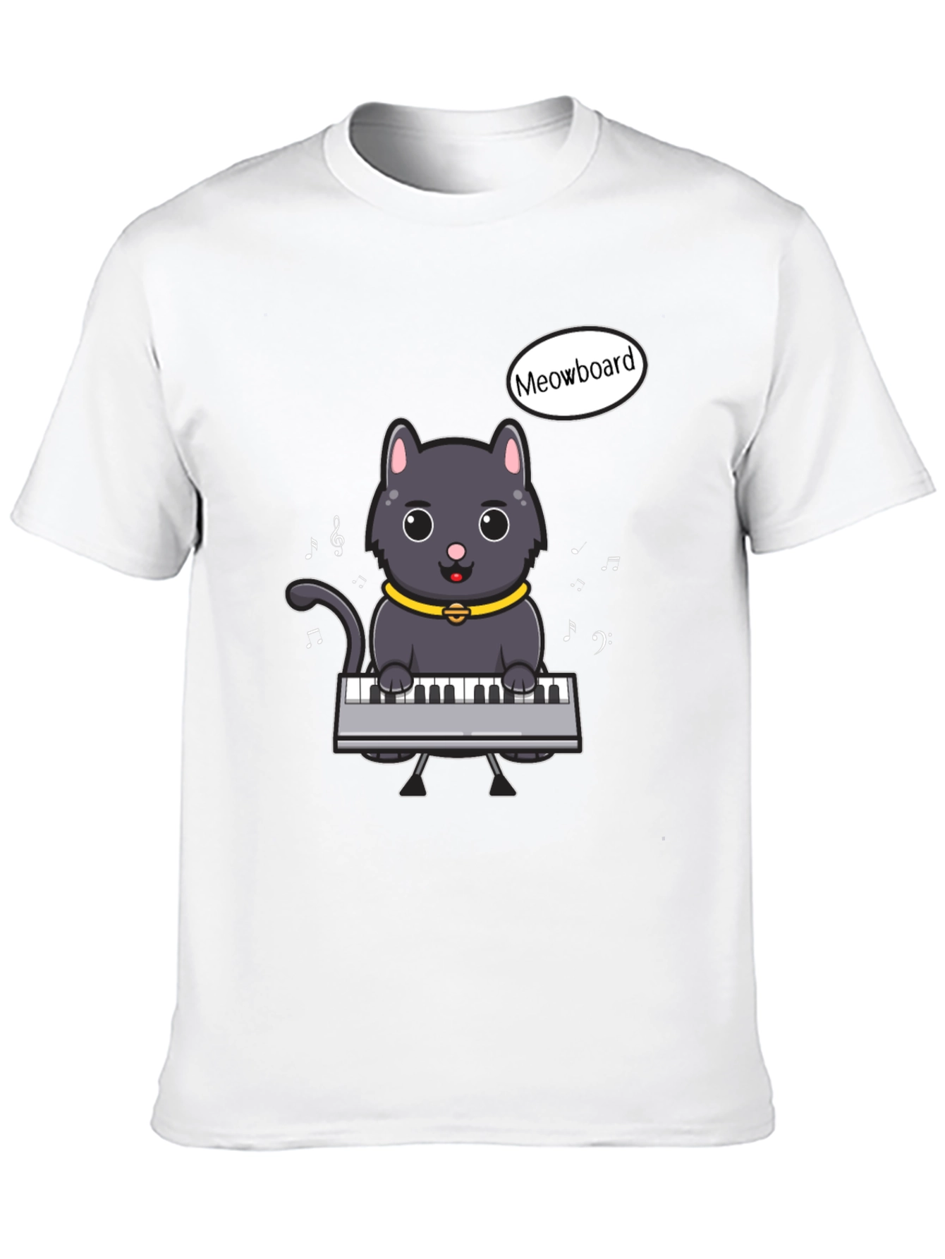 Black Meowboard Cat Musician T-Shirt view 10
