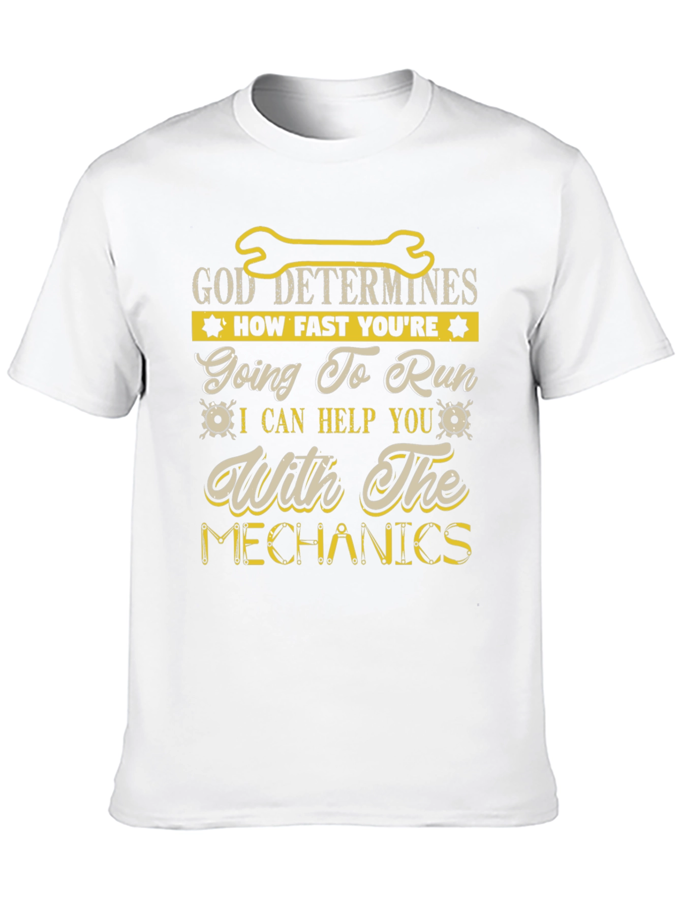 Black God Determines Mechanics Humor T-Shirt view 10