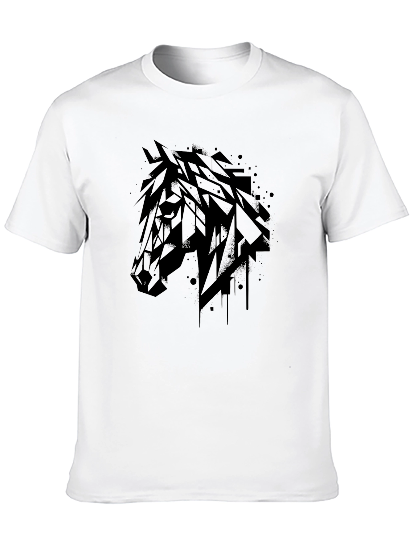 Black Abstract Horse Graphic T-Shirt - Mens Black Tee view 10