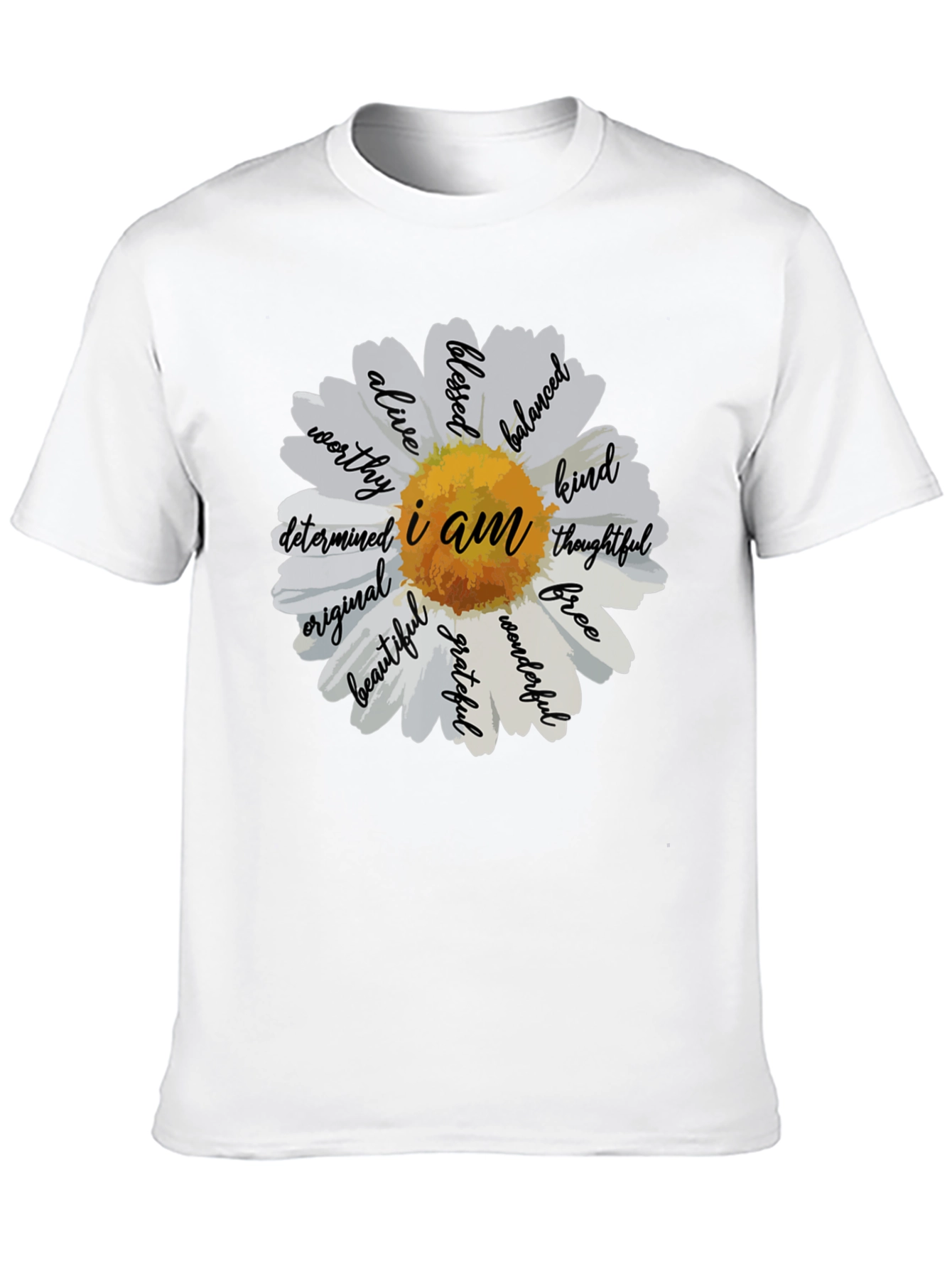 Black I Am Daisy T-Shirt - Inspirational Graphic Tee view 10