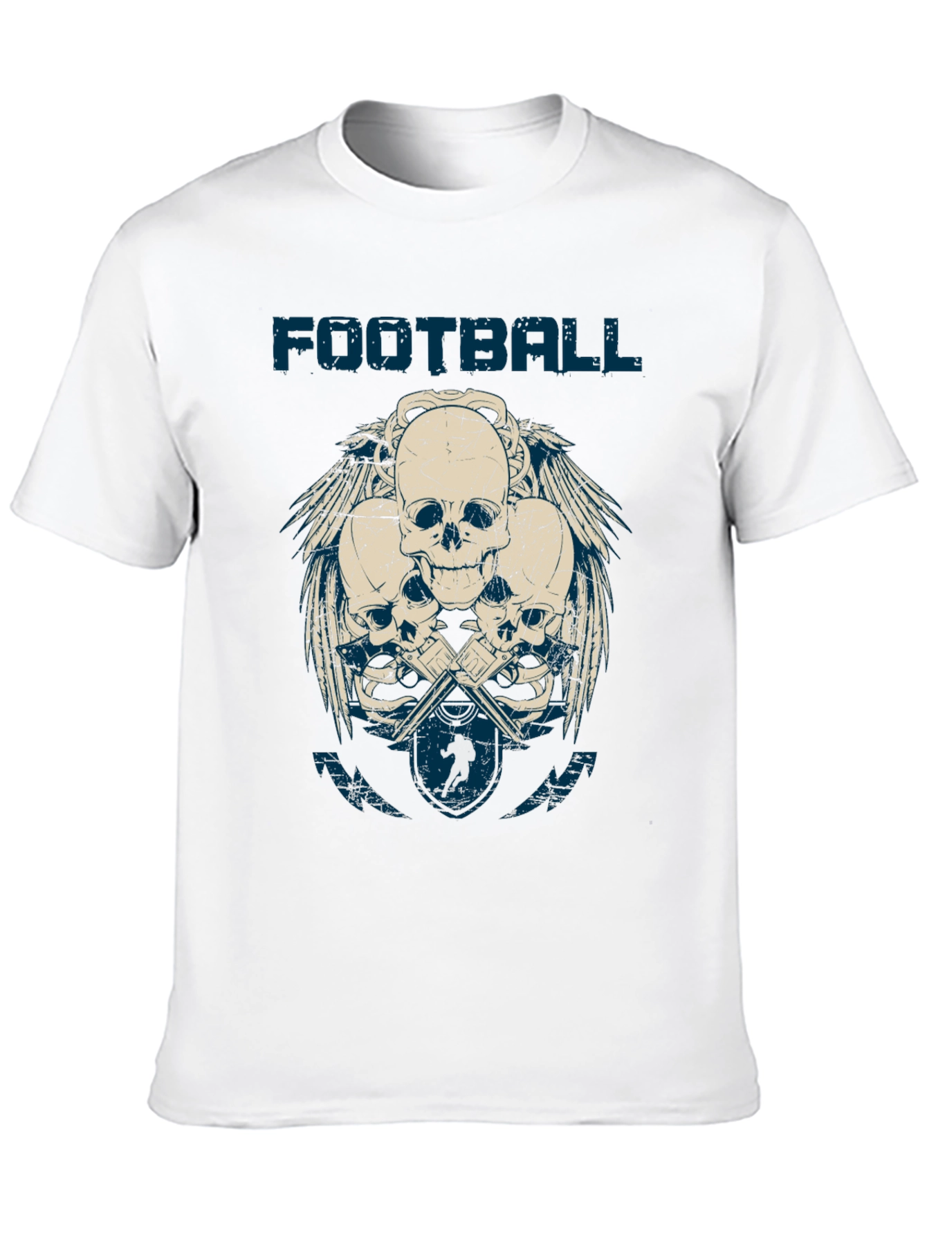 Black Football Skulls Graphic T-Shirt - Men's Casual Tee view 10