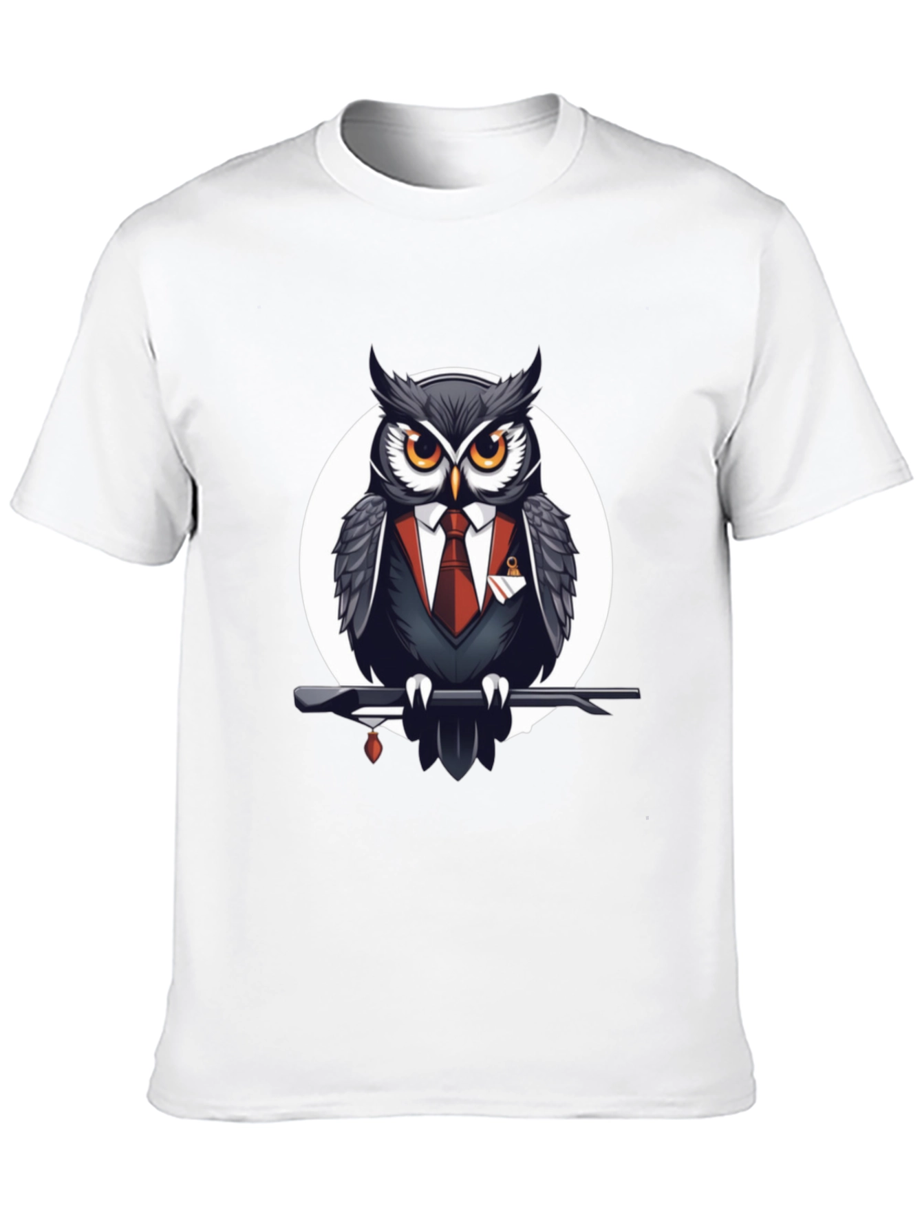 Black Owl in Suit Graphic Tee - Stylish Men's Black T-Shirt view 10