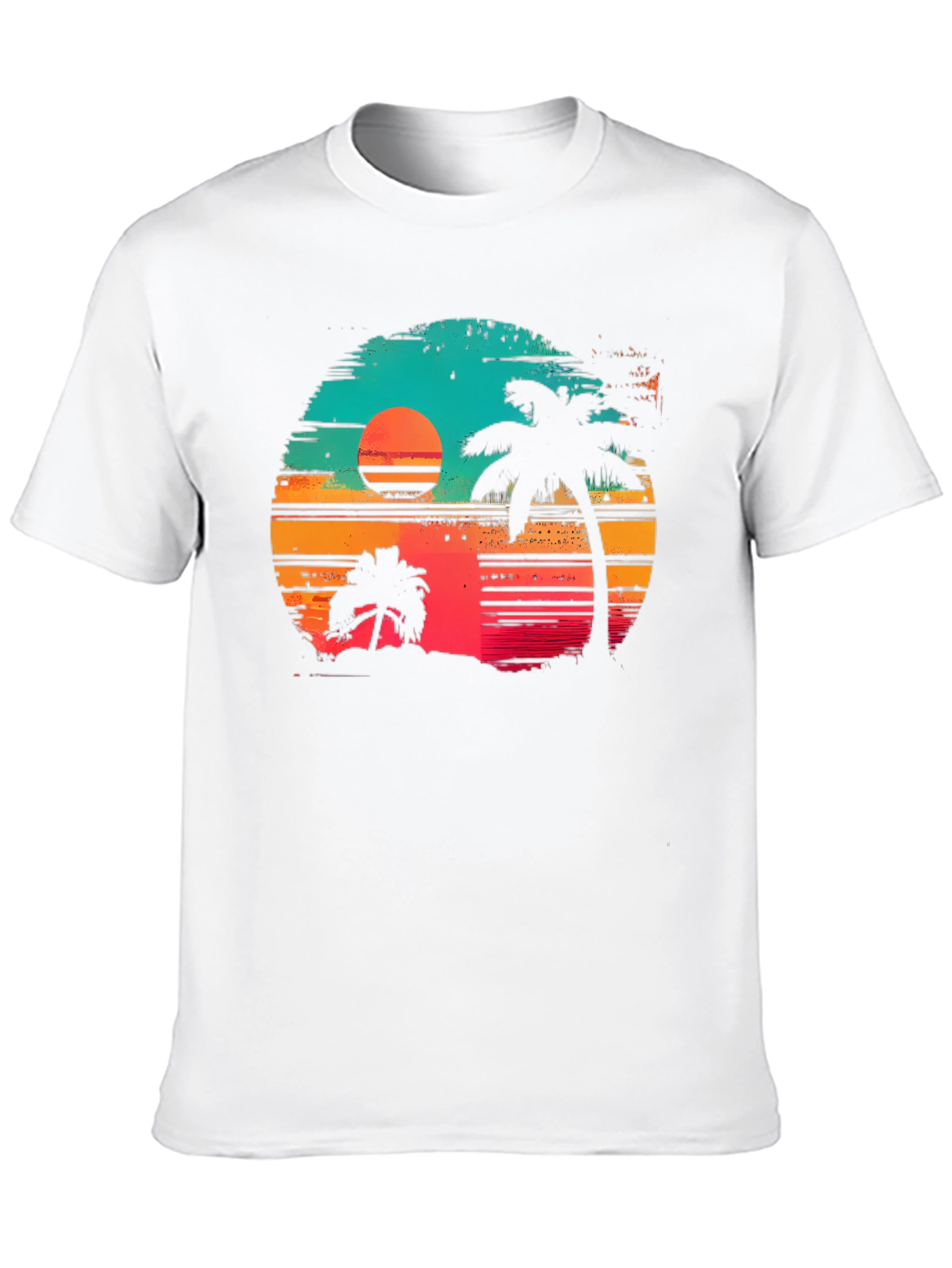 Black Retro Sunset Palm Tree Graphic T-Shirt view 10