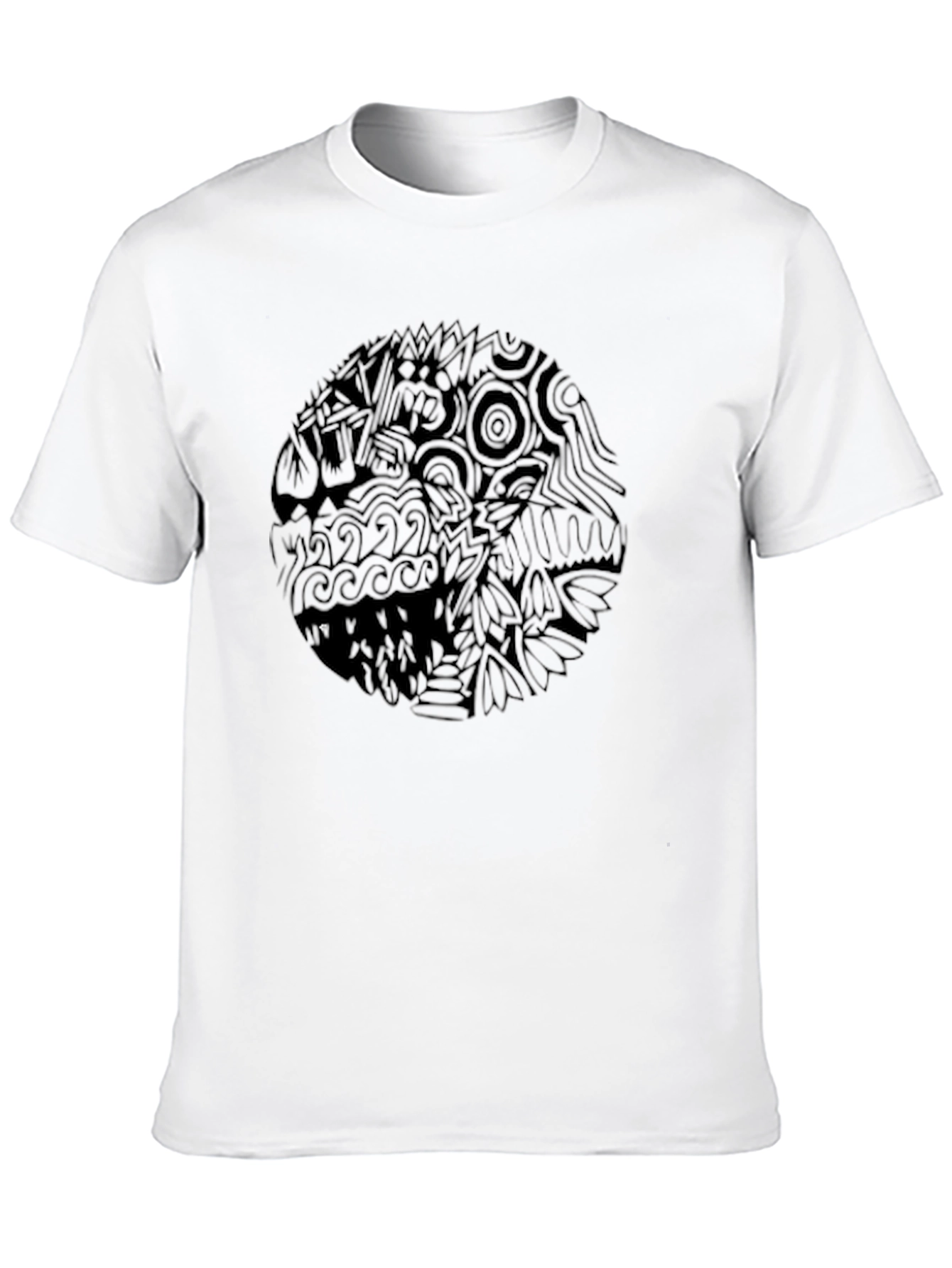 Abstract Graphic Print Men's Black T-Shirt - 10