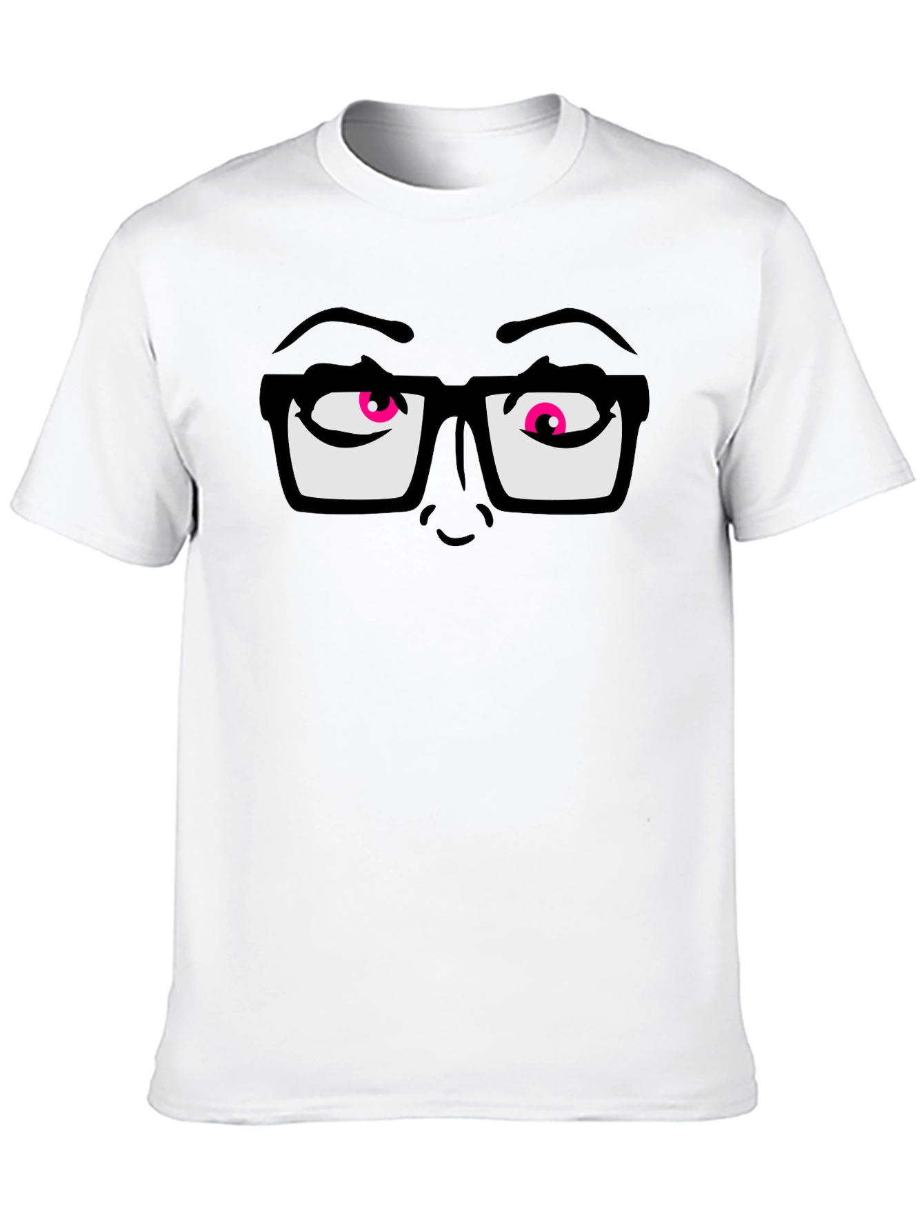 Black Funny Graphic T-Shirt with Cartoon Eyes and Glasses view 10