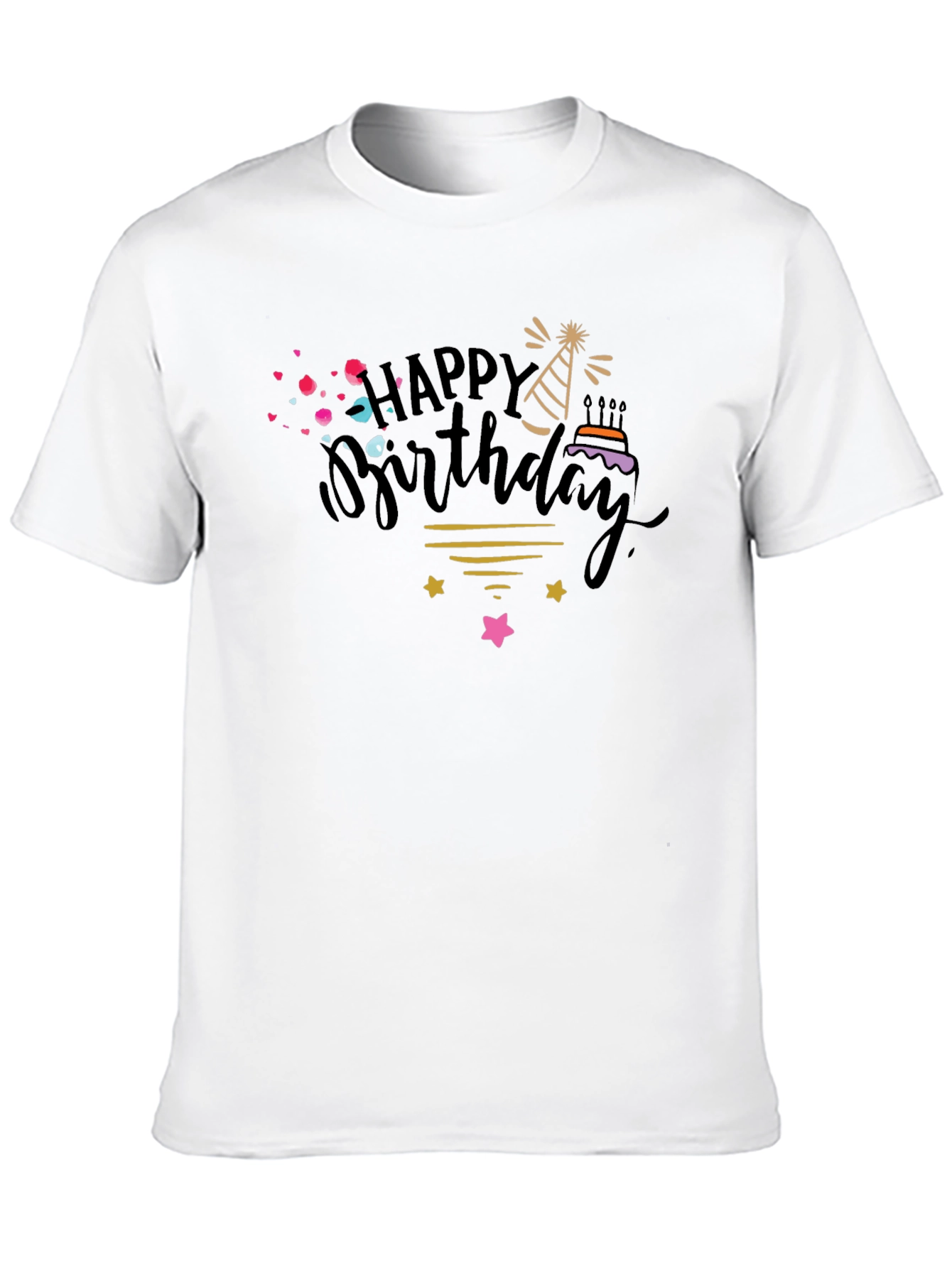 Black Happy Birthday Graphic Tee - Black Cotton T-Shirt view 10