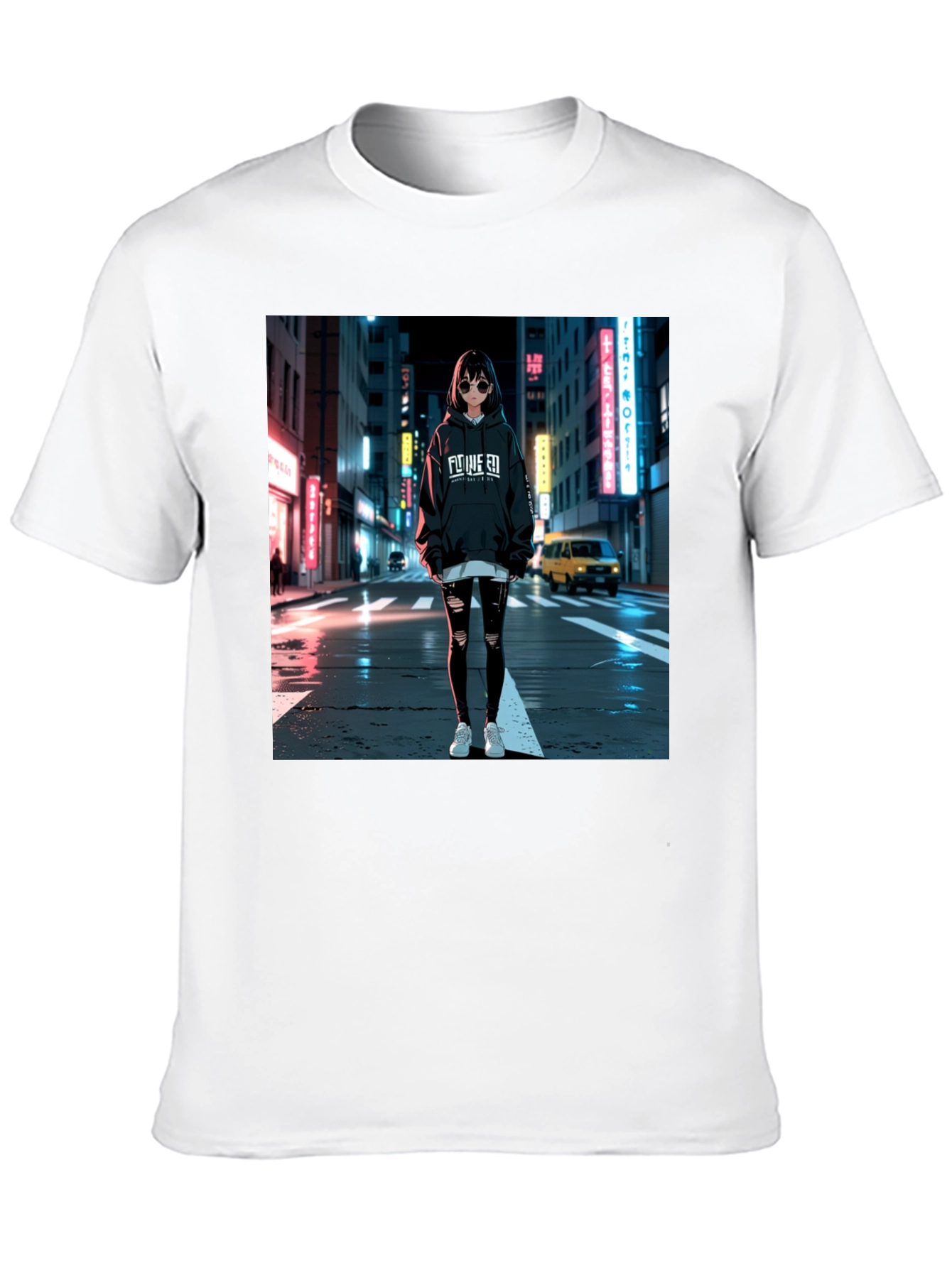 Black Anime Girl Graphic Black T-Shirt view 10