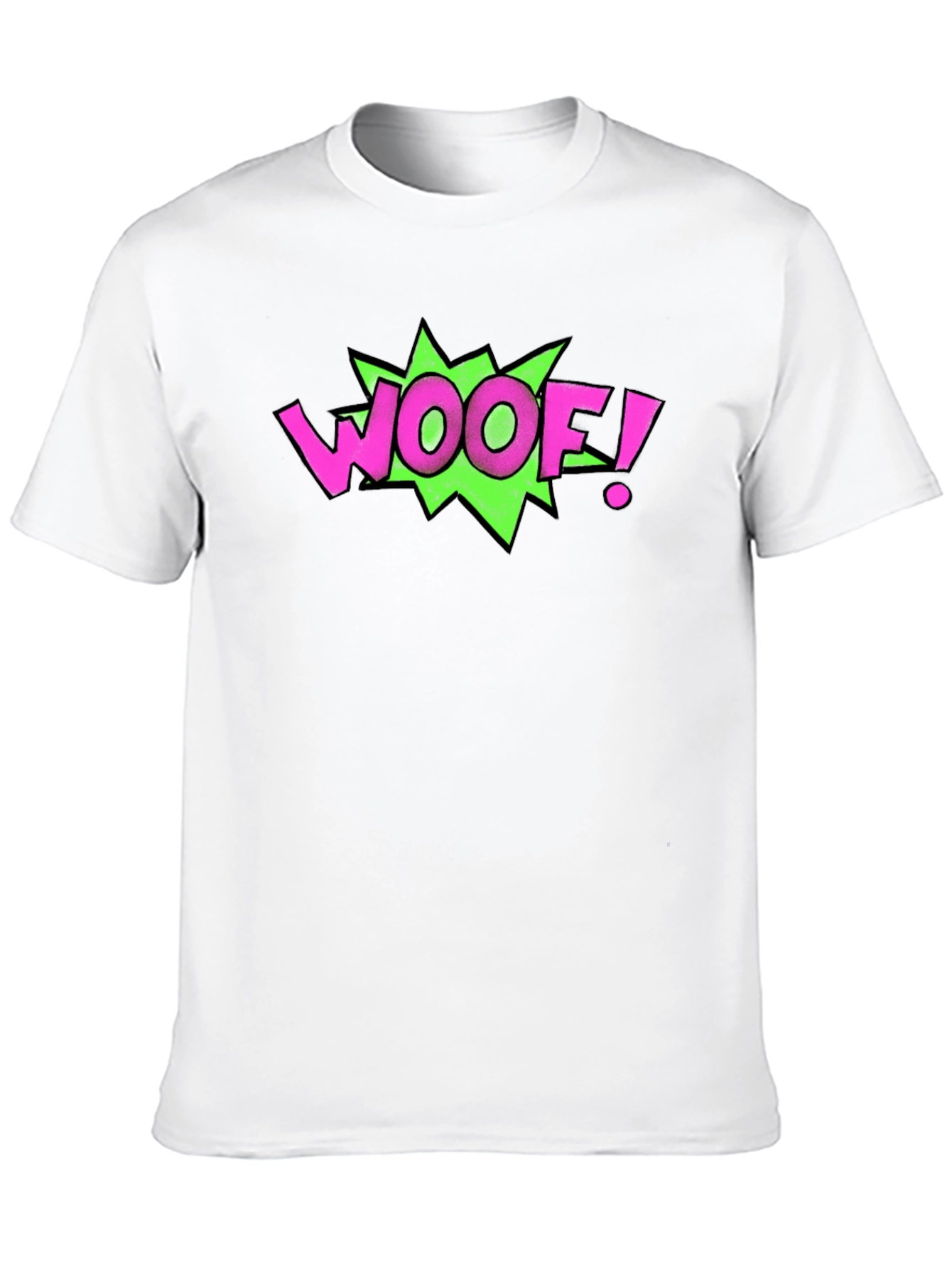 Black Woof! Graphic Print Crew Neck Black T-Shirt view 10
