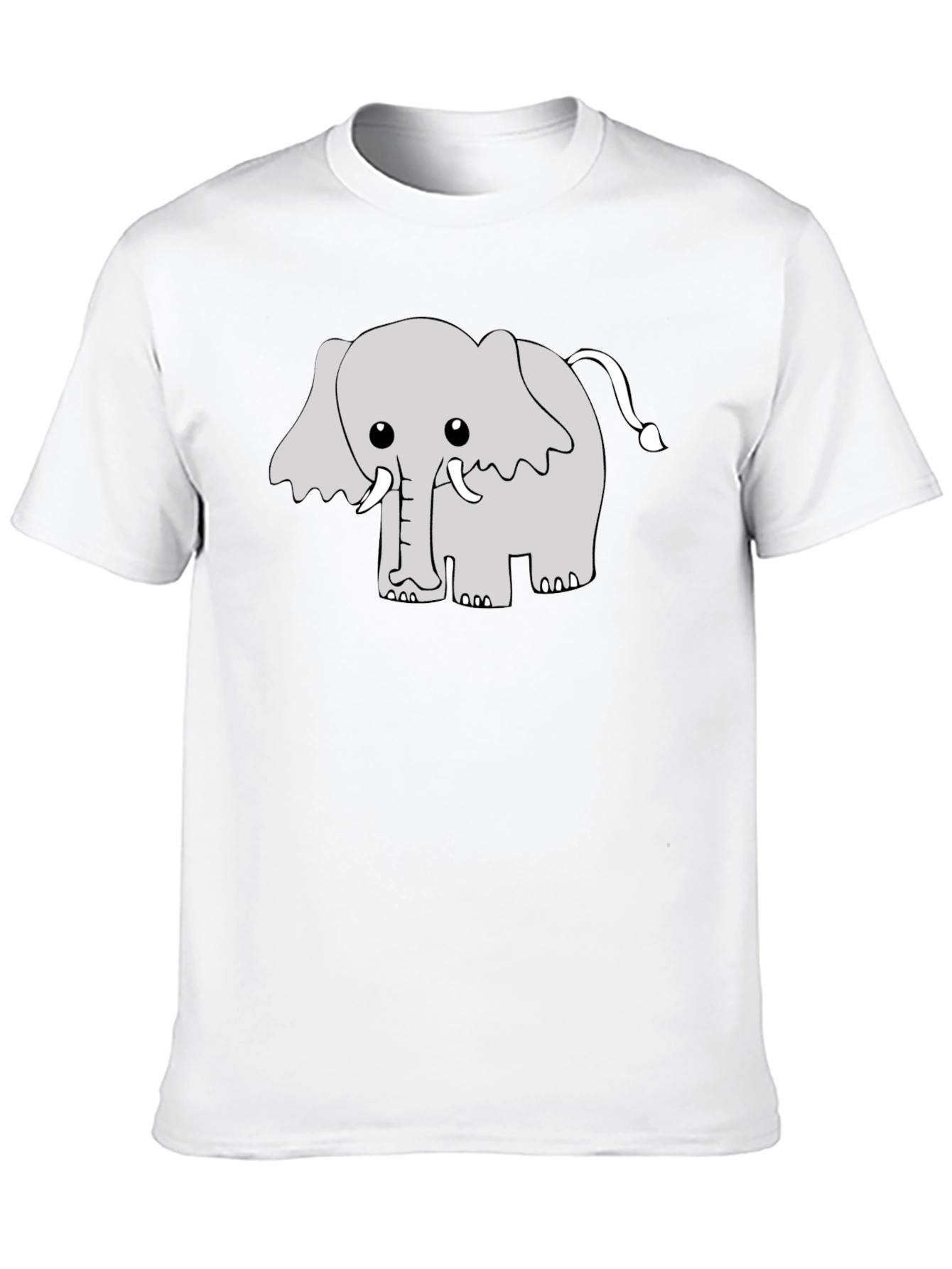 Black Cute Cartoon Elephant Graphic Tee - Black view 10