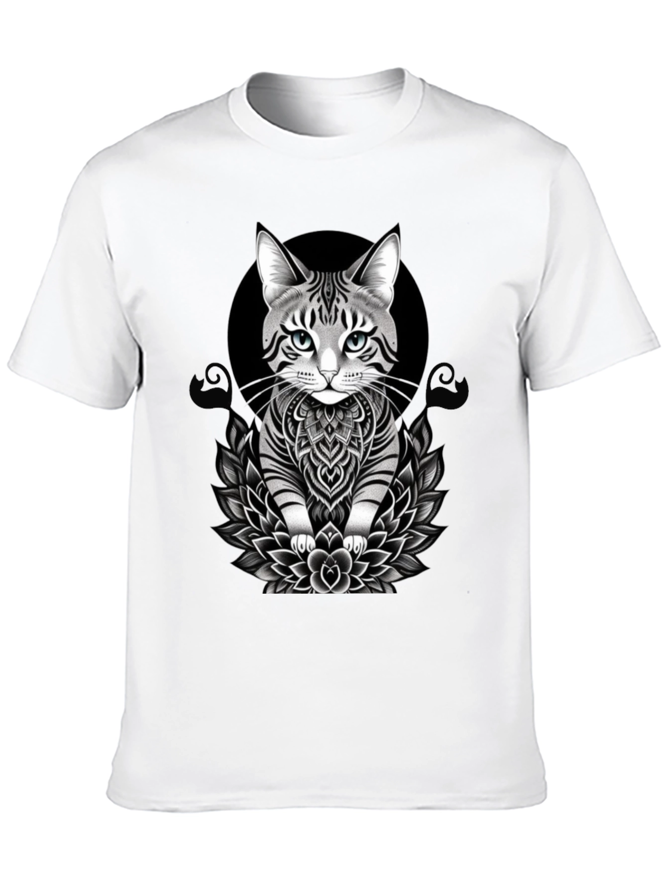 Black Cat Mandala T-Shirt - Artistic Graphic Tee view 10