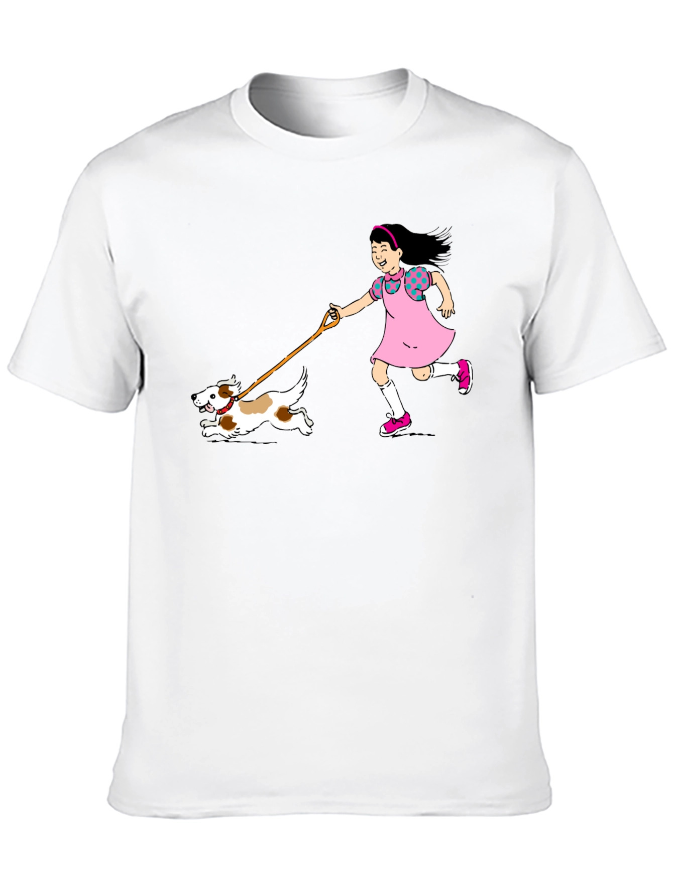 Black Girl & Dog T-Shirt - Black Cotton Graphic Tee view 10