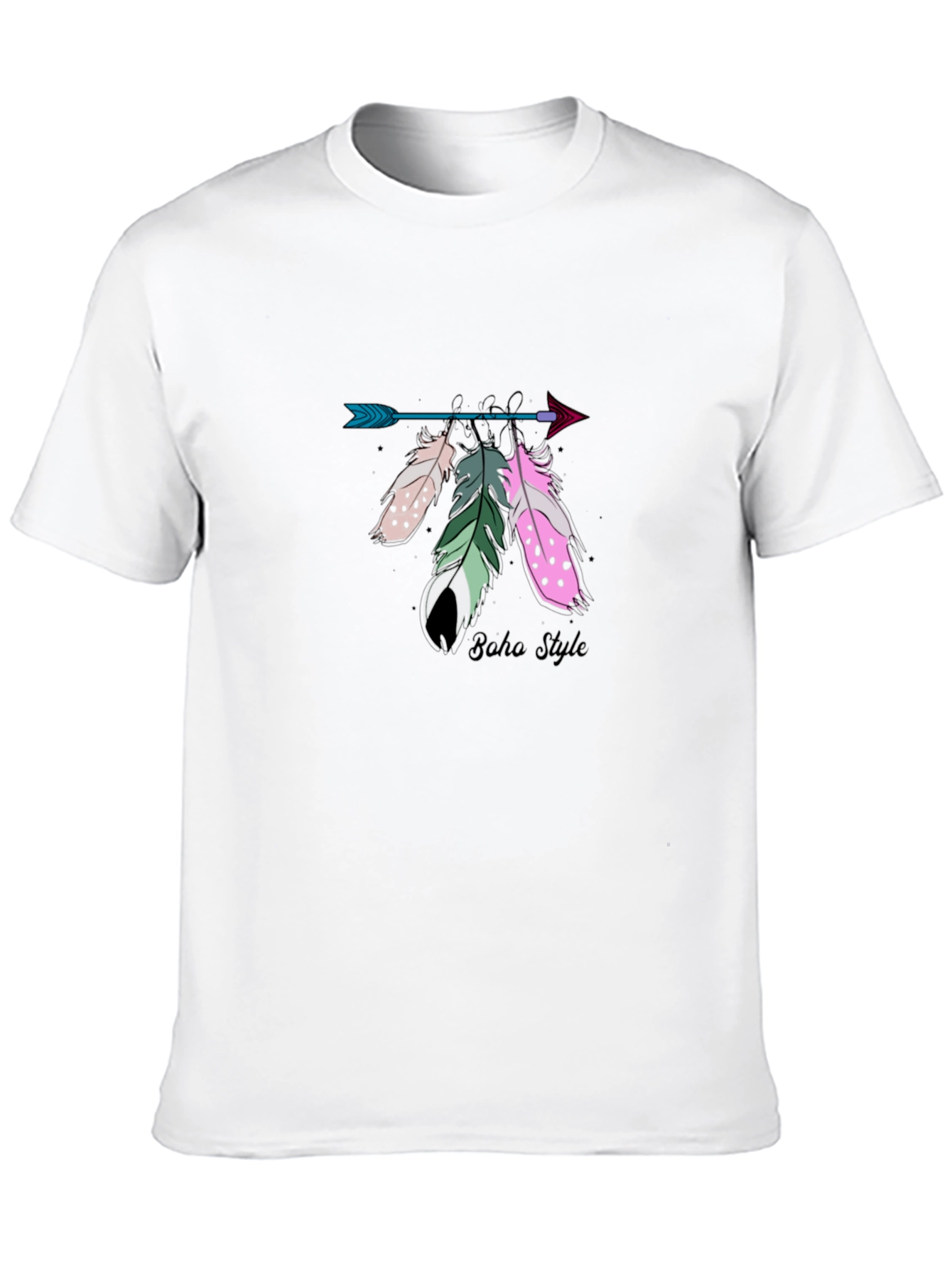 Black Boho Arrow Feather Graphic T-Shirt view 10