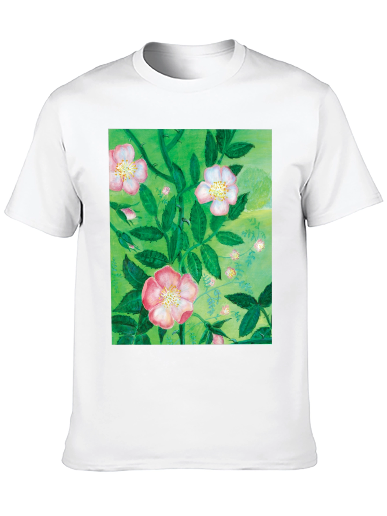Black Floral Print T-Shirt - Artistic Botanical Design view 10