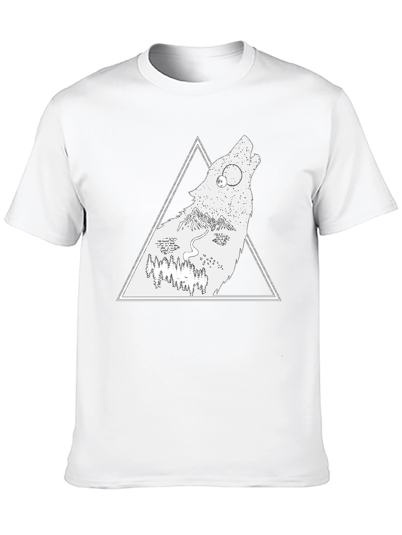 Black Wolf Nature Scene Graphic Tee - Black view 10