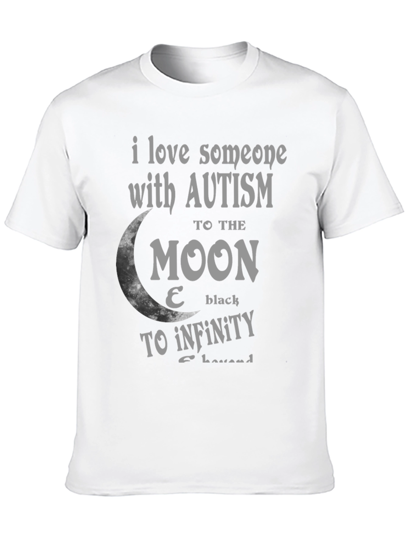 Black Autism Awareness Tee: Love to the Moon & Back T-Shirt view 10