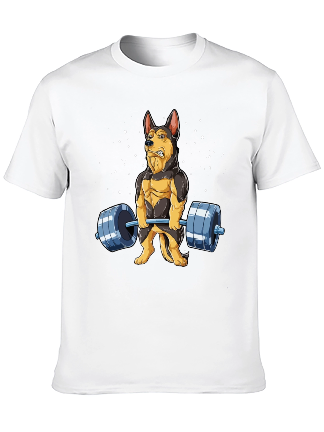 Black Funny Dog Lifting Weights T-Shirt view 10