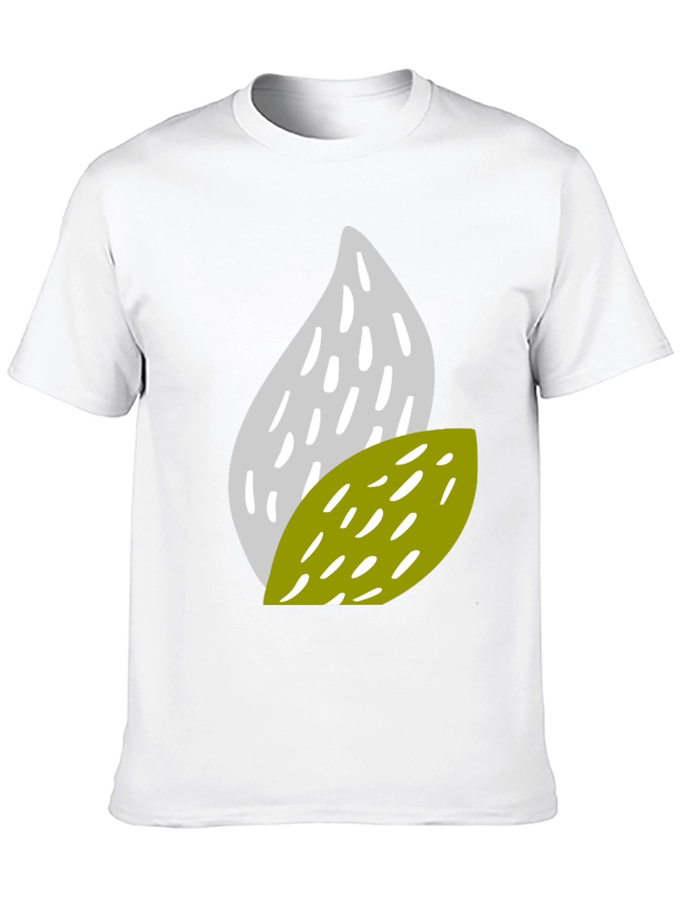 Black Abstract Leaf Pattern Black T-Shirt view 10