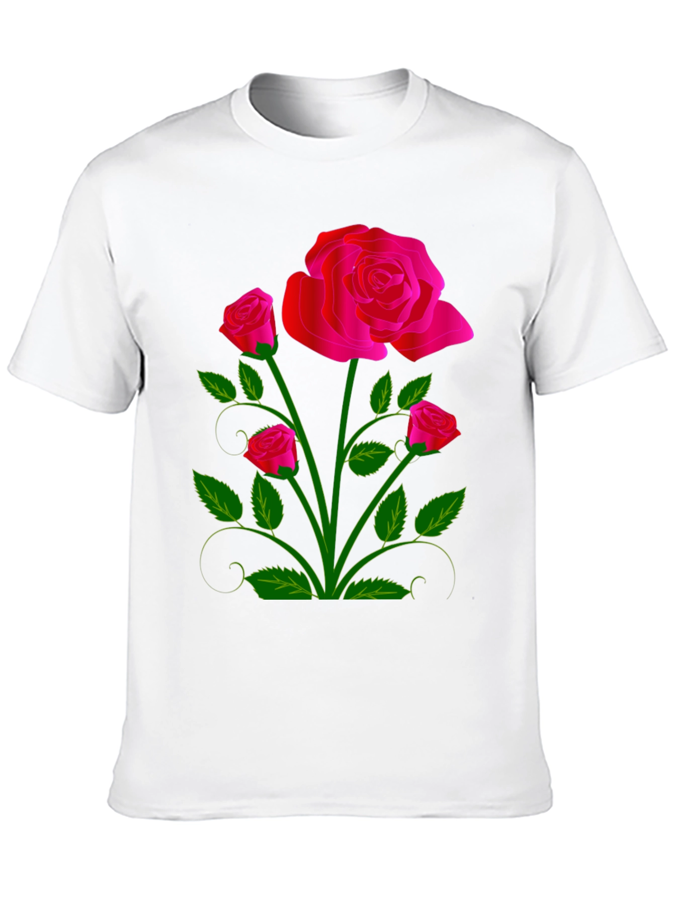 Black Black T-Shirt with Vivid Floral Rose Design view 10