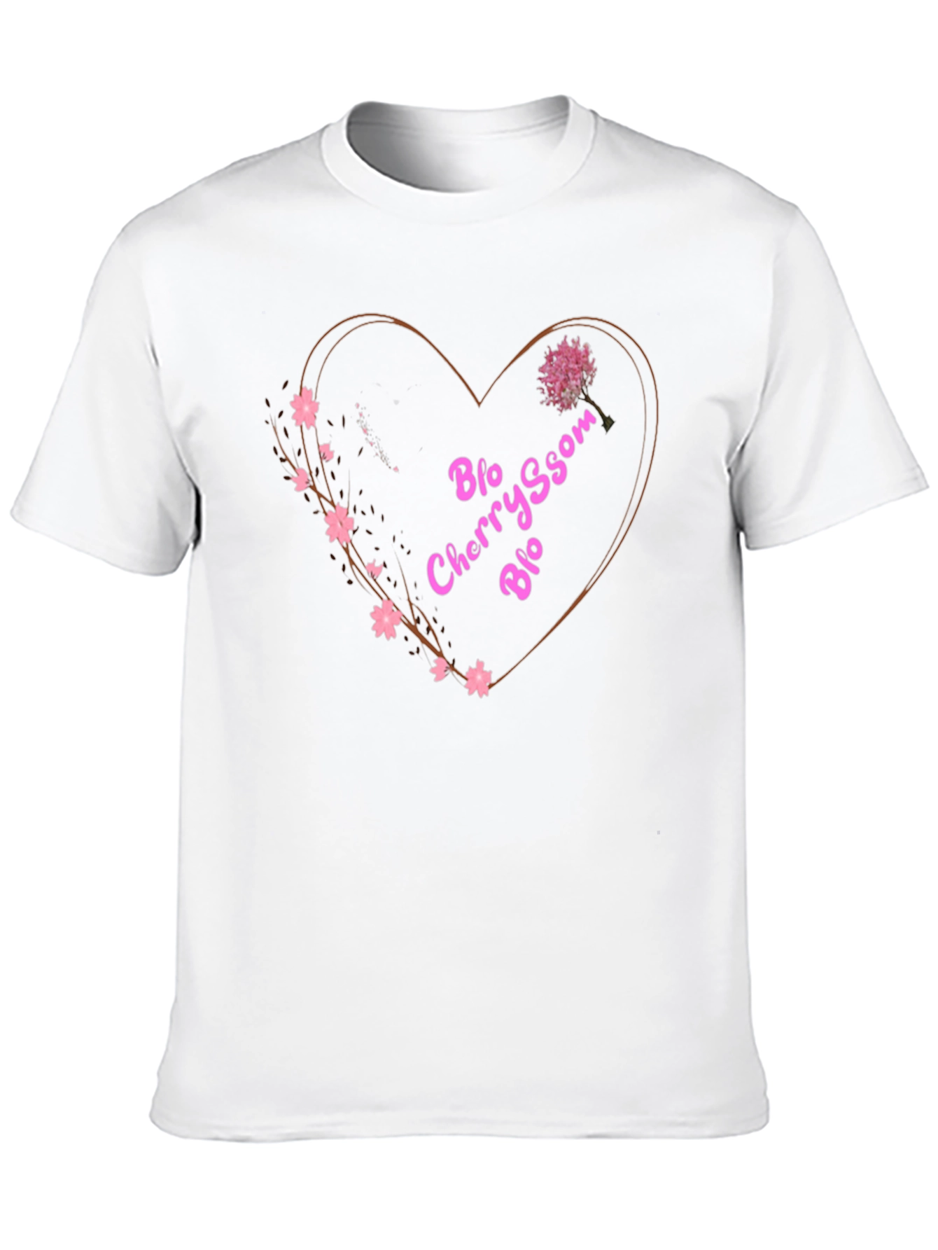 Black Cherry Blossom Blo T-Shirt - Heart Design view 10