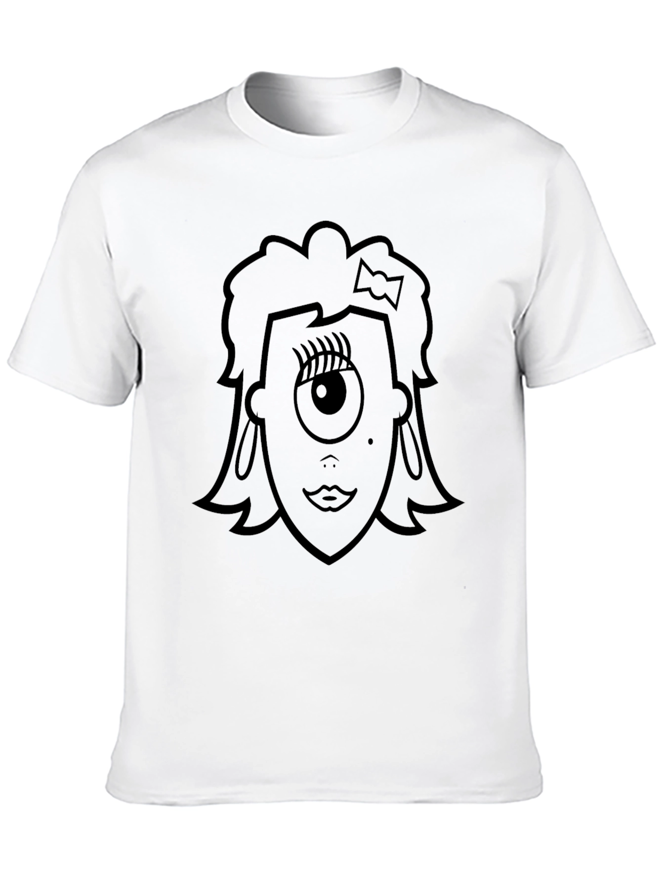 Black One-Eyed Girl Graphic T-Shirt - Black Cotton Tee view 10