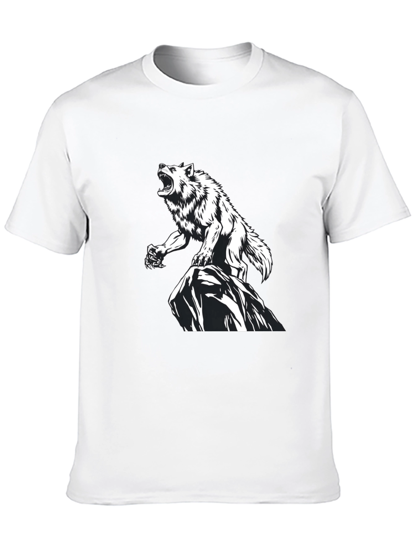Black Wolf Graphic Print Black T-Shirt view 10