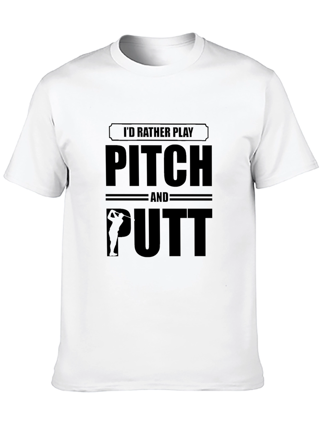 Black Pitch and Putt Black T-Shirt for Golf Lovers view 10
