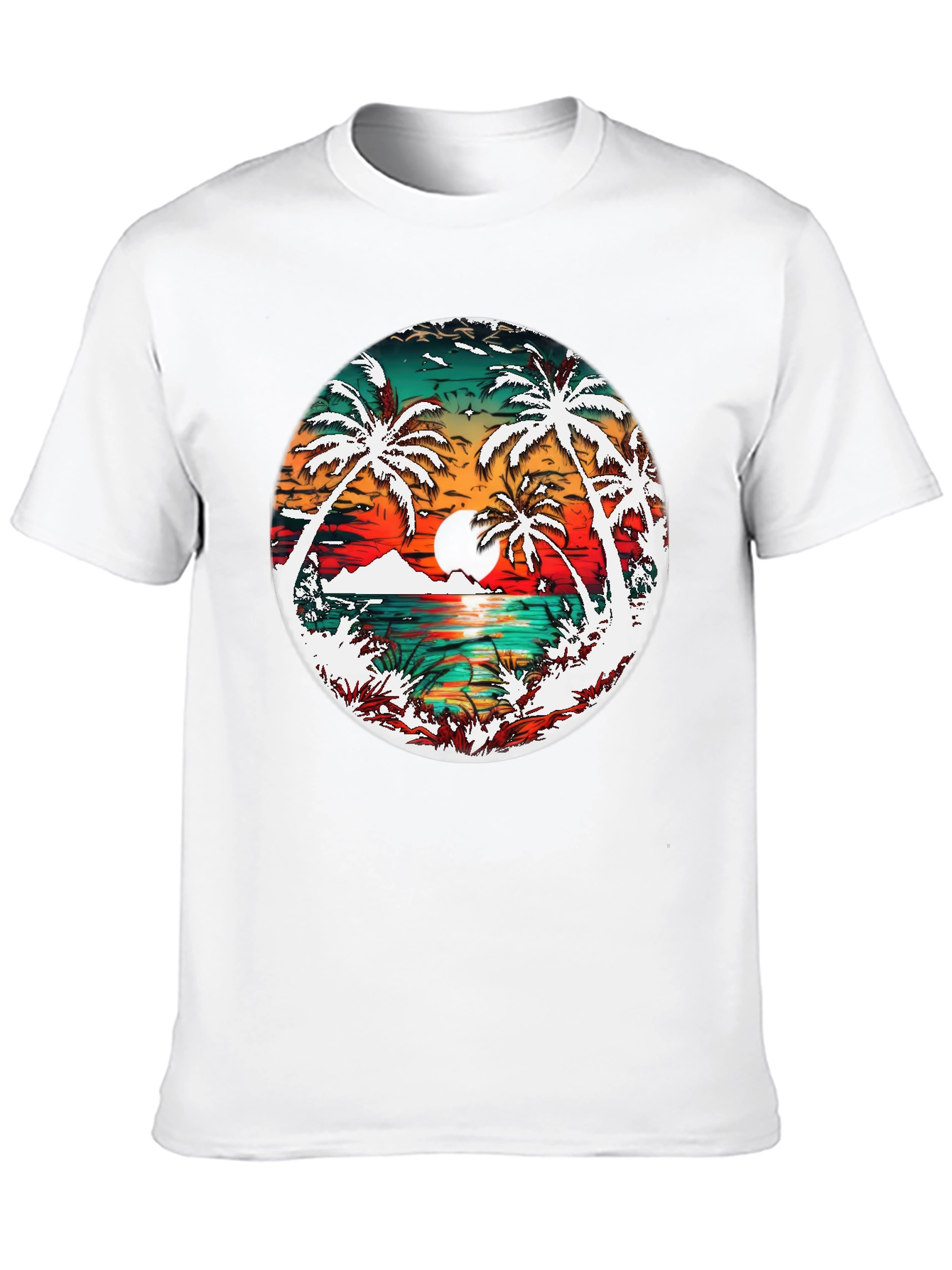 Tropical Sunset Palm Tree Graphic Tee - 10