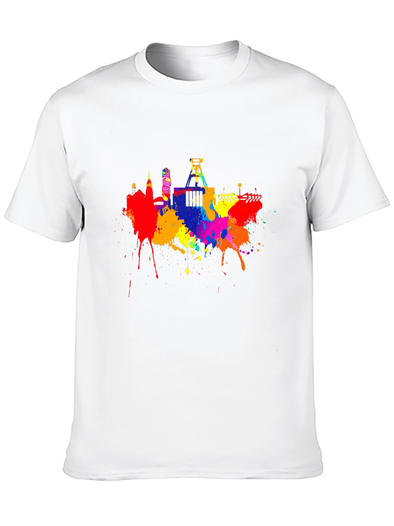 Black Colorful Skyline Splatter Graphic Tee view 10
