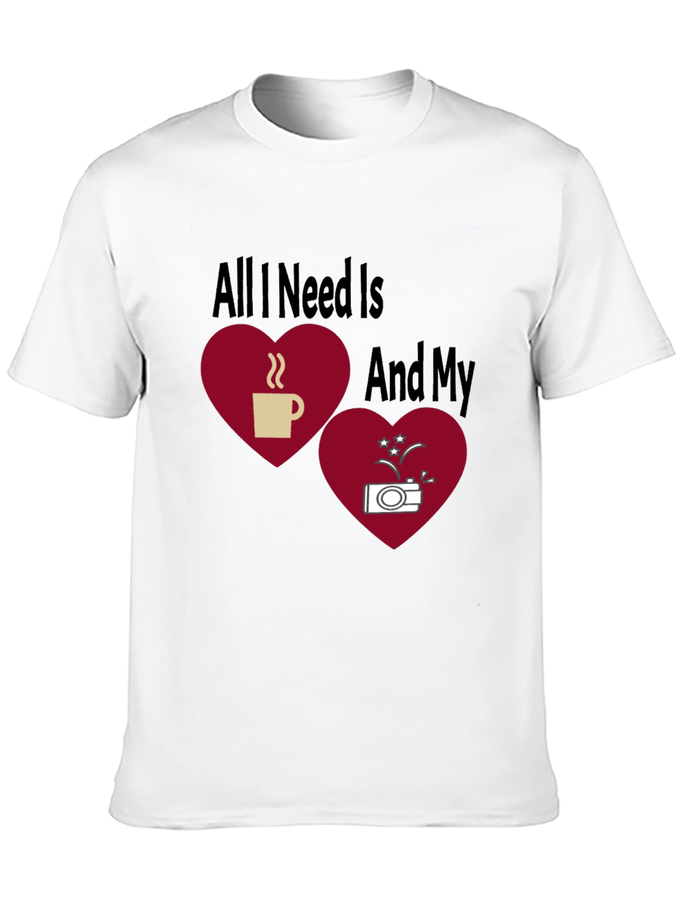 Black Coffee and Camera Heart Graphic T-Shirt view 10