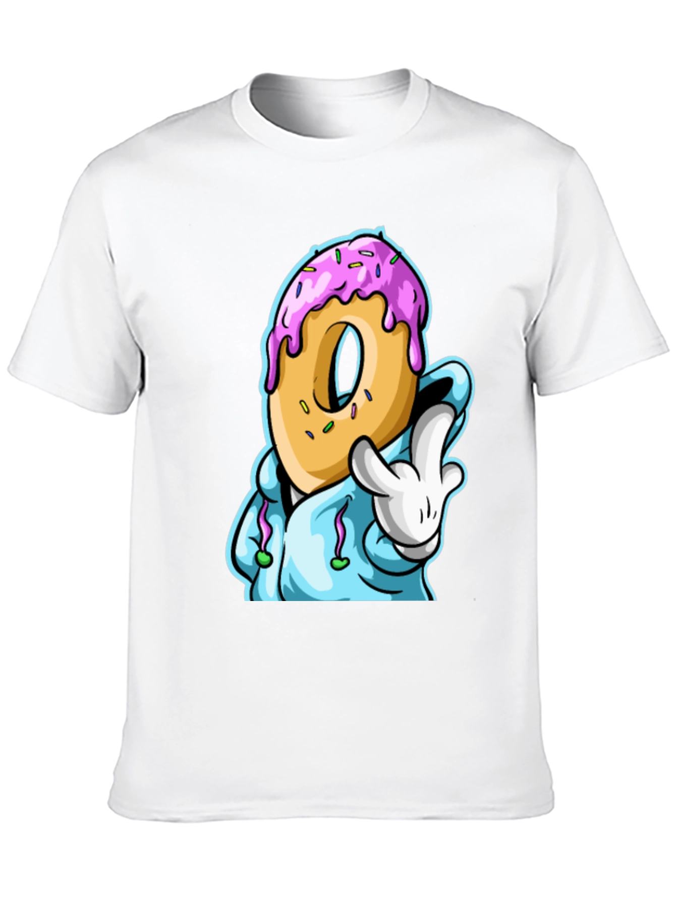 Black Donut Cartoon Graphic Black T-Shirt view 10