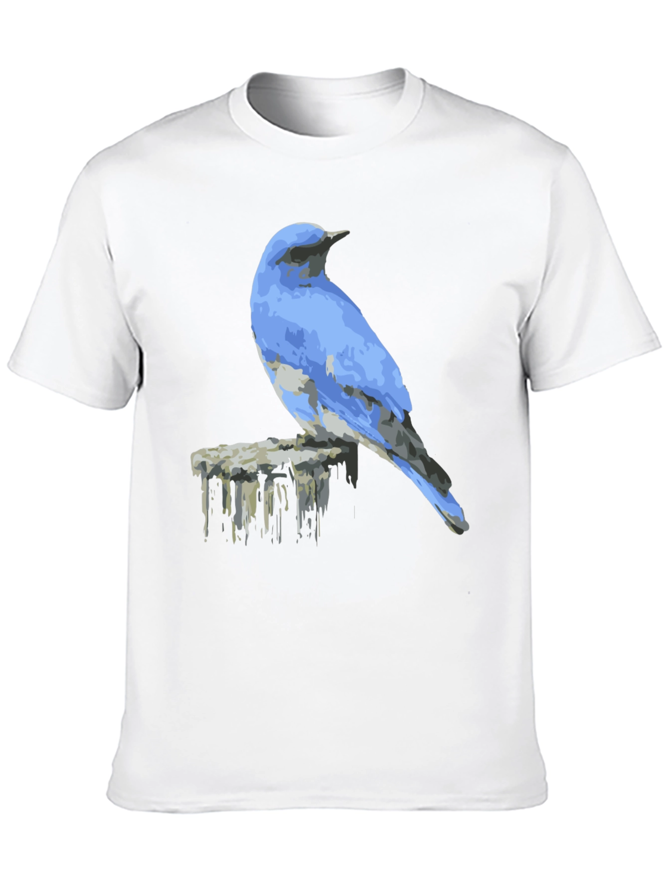 Black Blue Bird on Post Graphic Tee - Black view 10