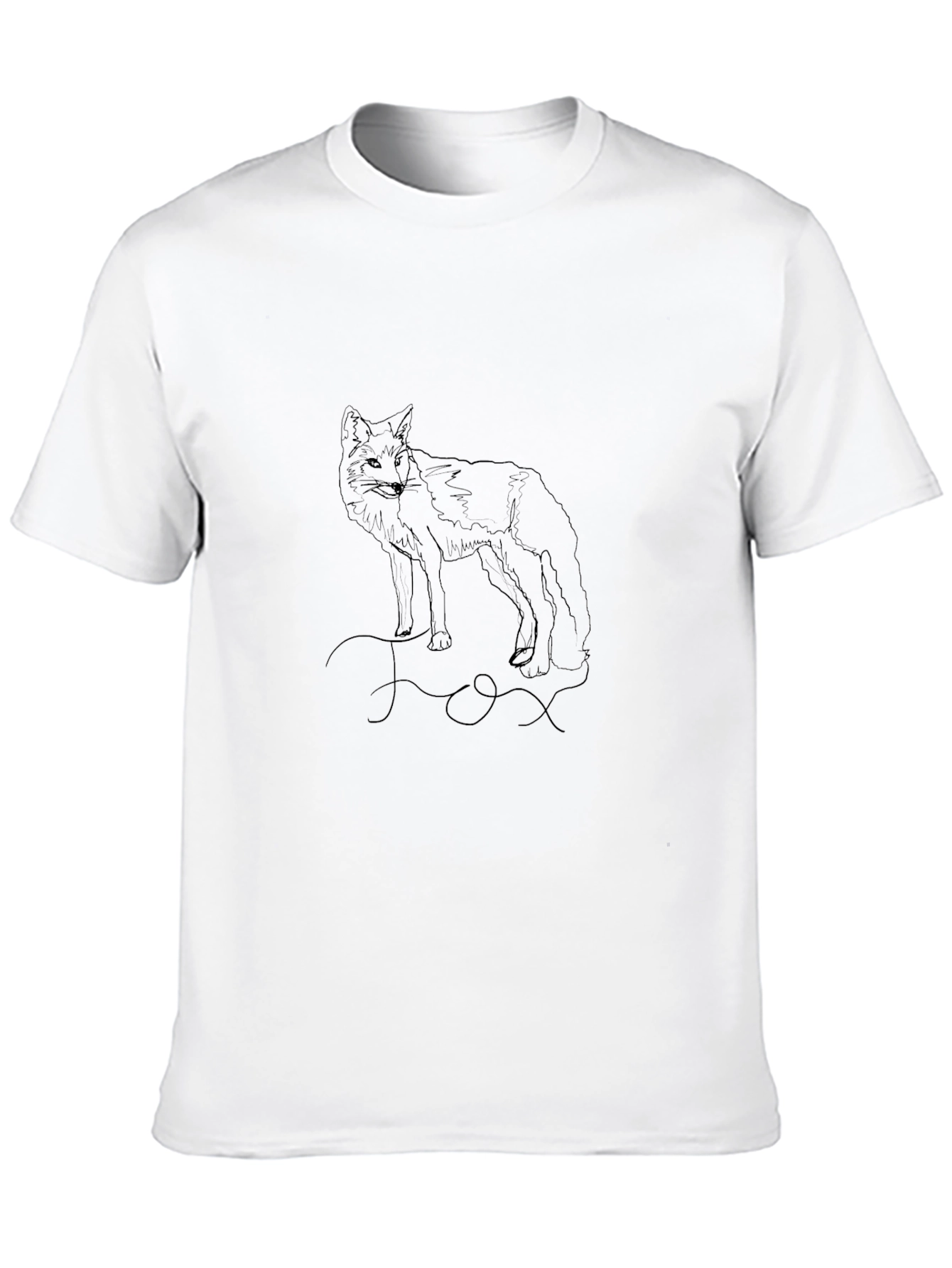 Black Fox Line Art Graphic Tee - Unisex Black T-Shirt view 10