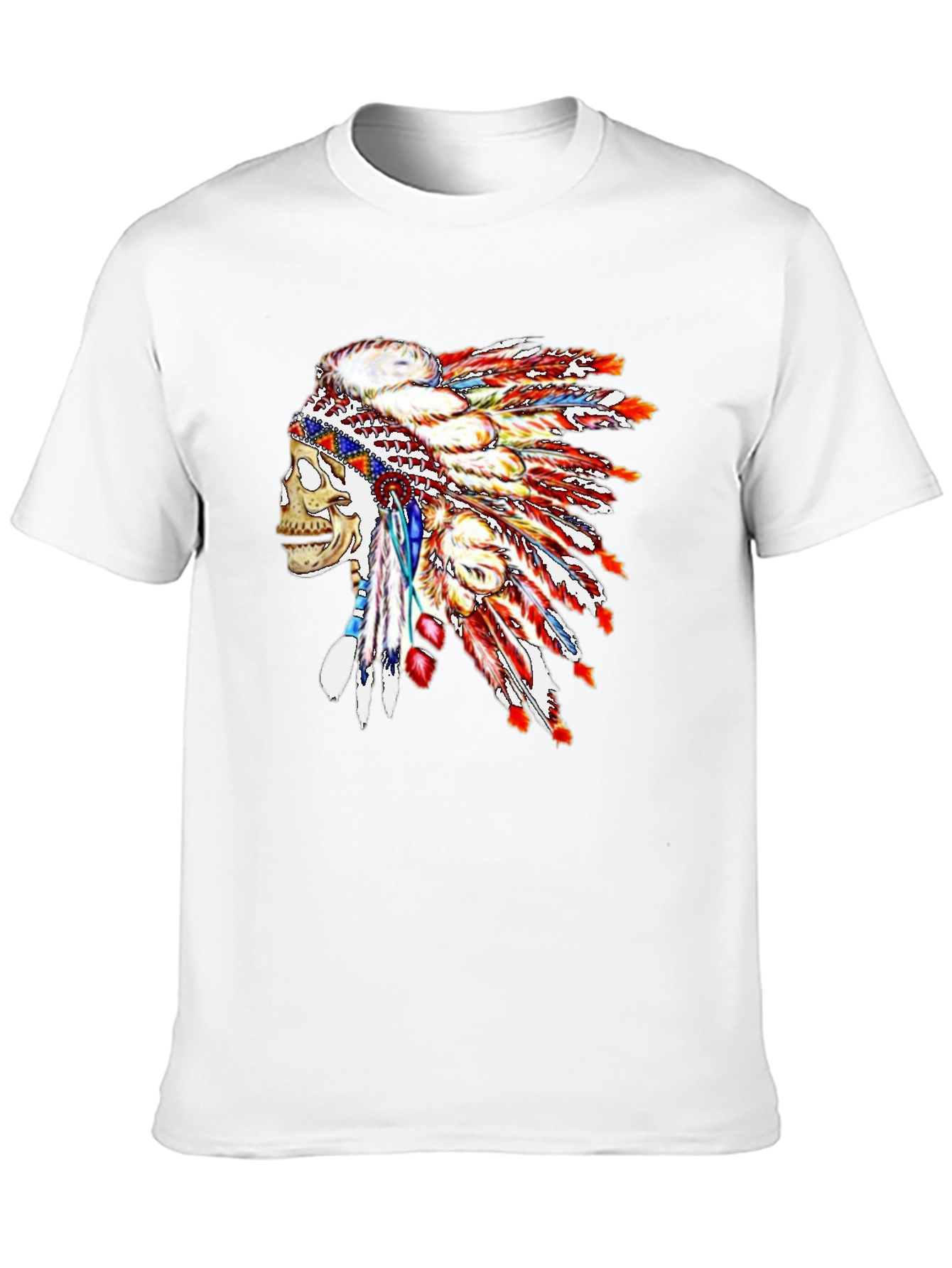 Black Skull Chief Headdress Graphic Tee - Black Cotton Blend view 10