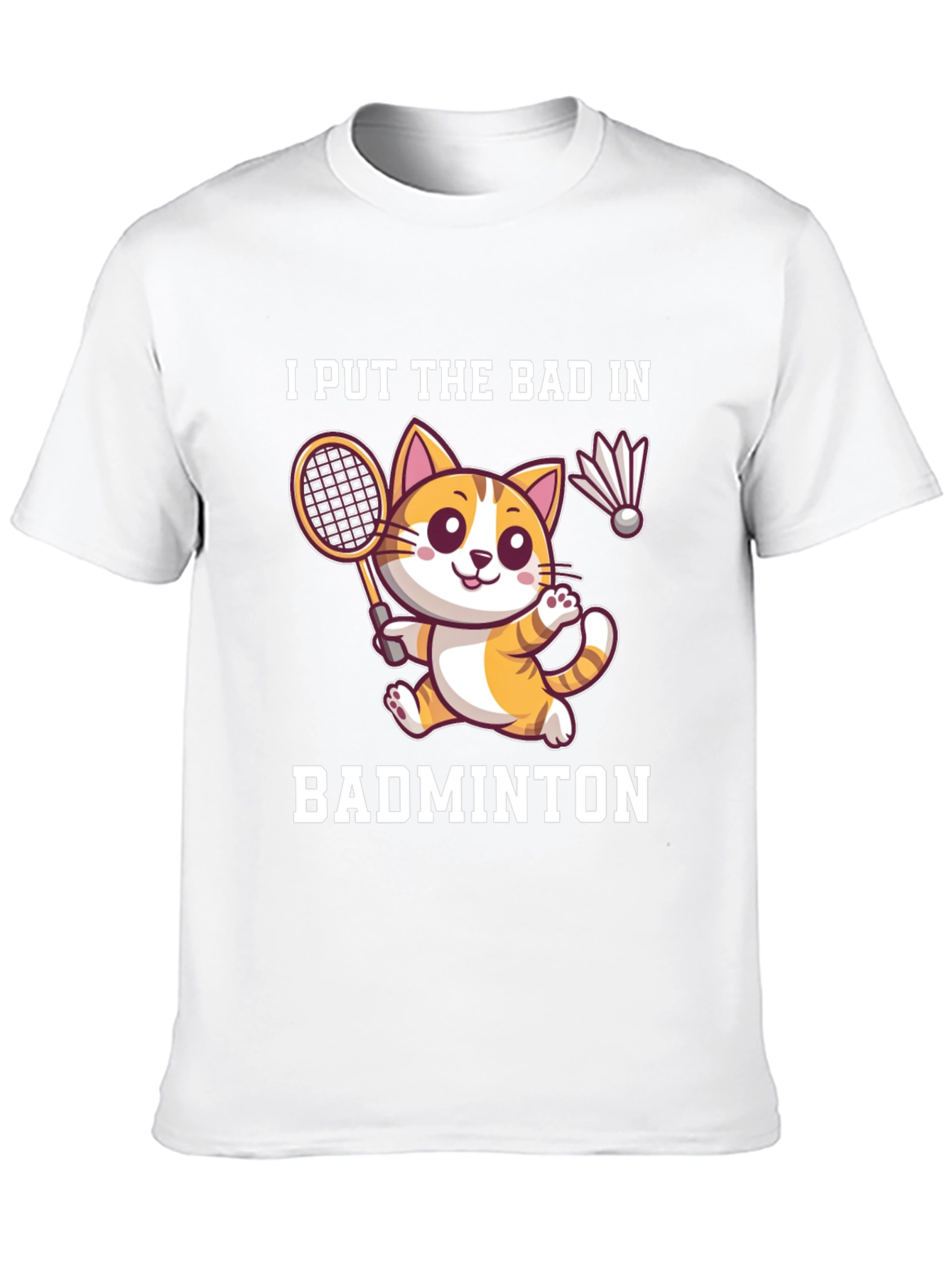 Black Badminton Cat Graphic Tee - Funny Sport Shirt view 10