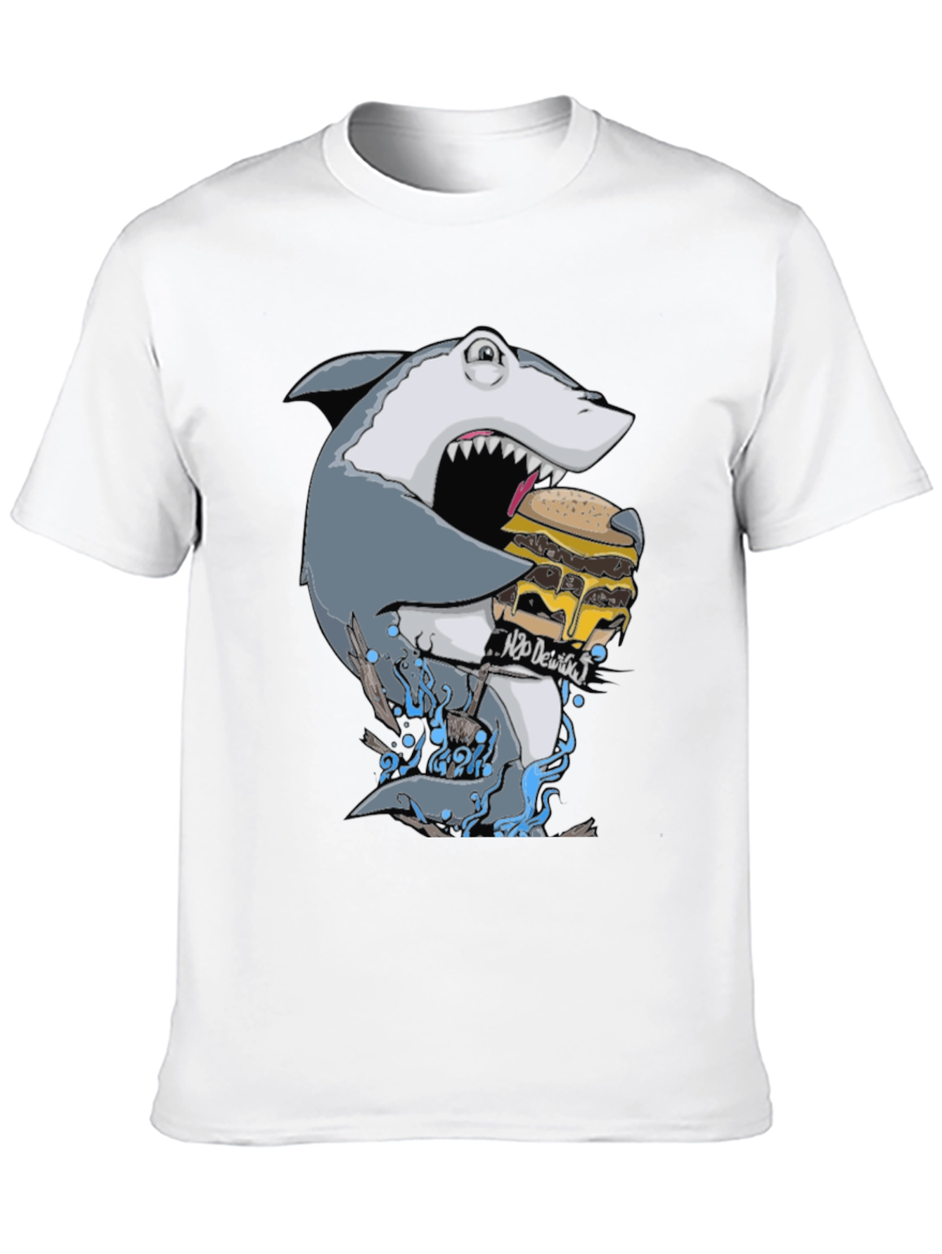 Black Shark Burger Graphic Tee - Black Cotton view 10