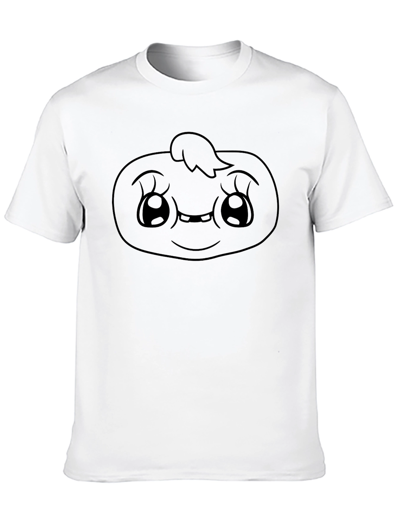 Black Cute Cartoon Face Graphic Tee - Black view 10